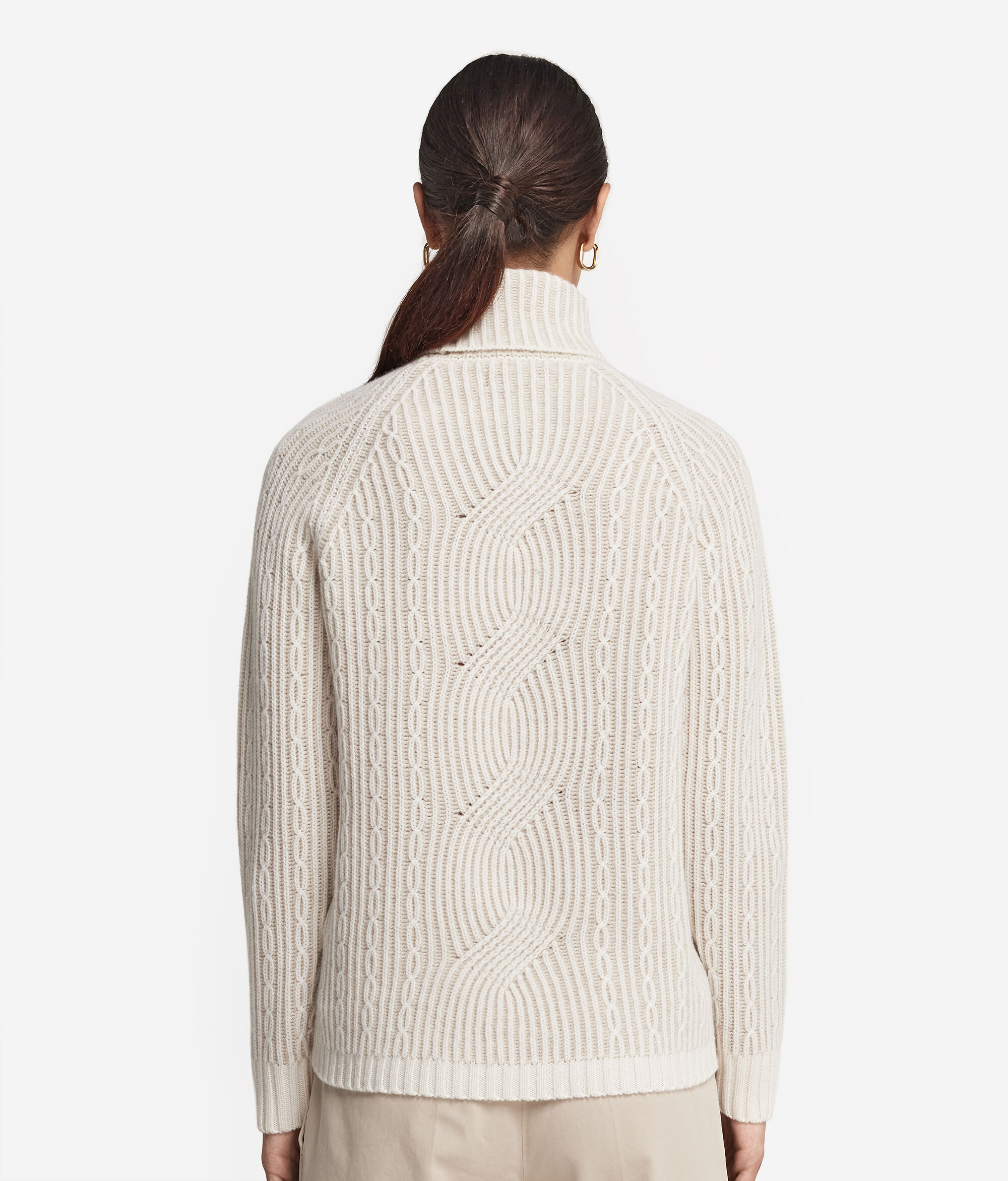 Jersei de coll alt amb trama de vuits bicolor de Cashmere Ultrasoft