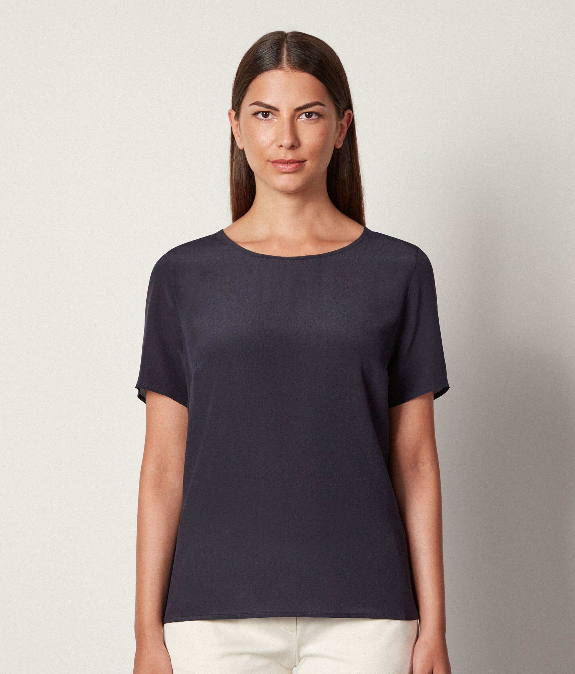 Round-Neck Silk T-Shirt
