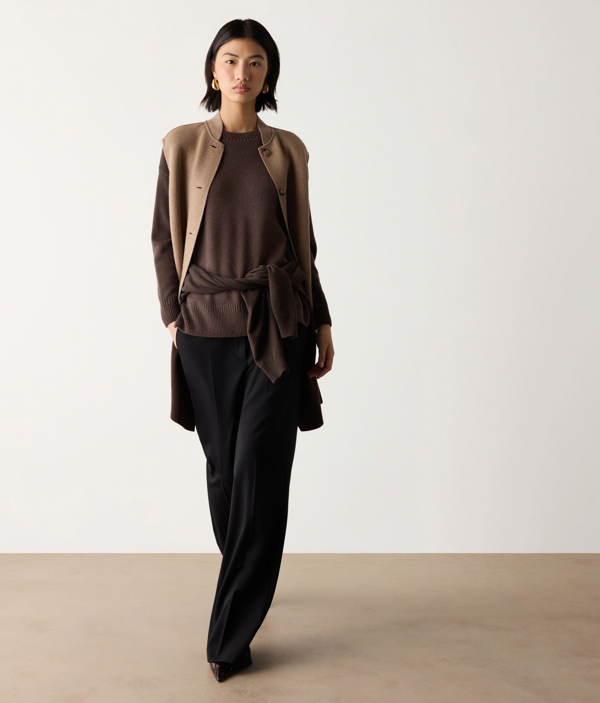 Varied Rib Crewneck with Slits in Ultrasoft Cashmere