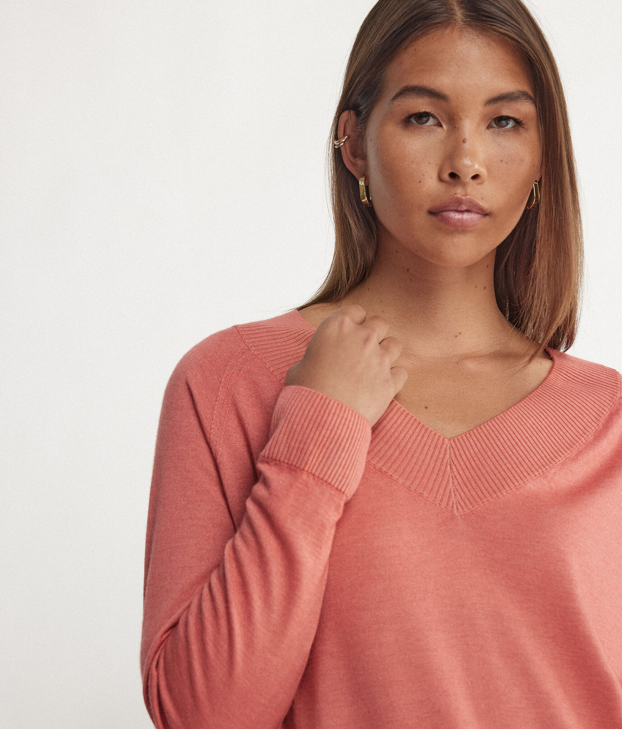 Camisola com Decote em V em Ultrafine Cashmere
