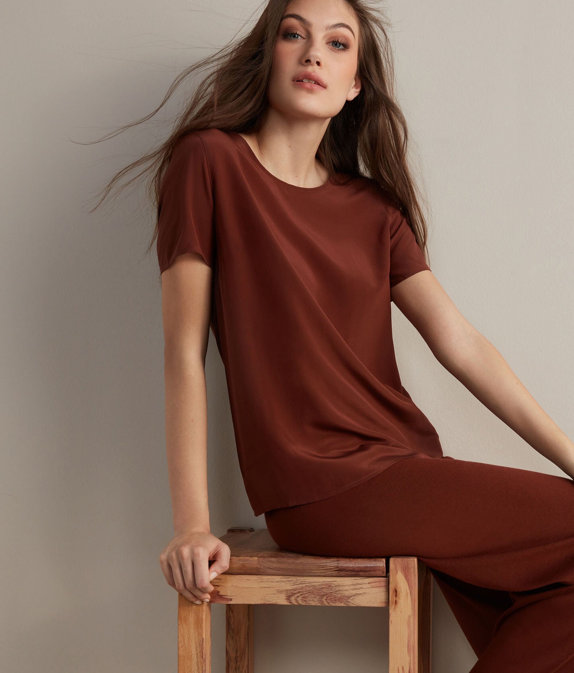 T-Shirt girocollo in seta e modal
