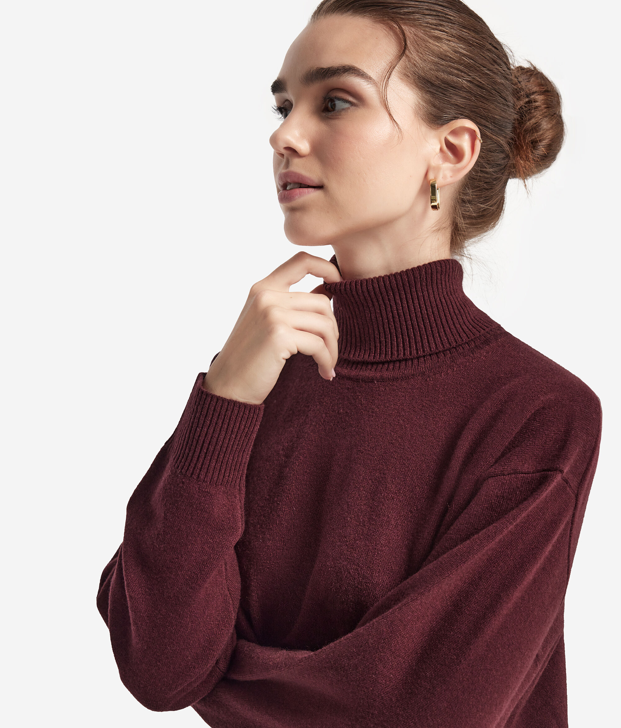 Rollkragenpullover aus Kaschmir Ultrasoft mit Schlitzen