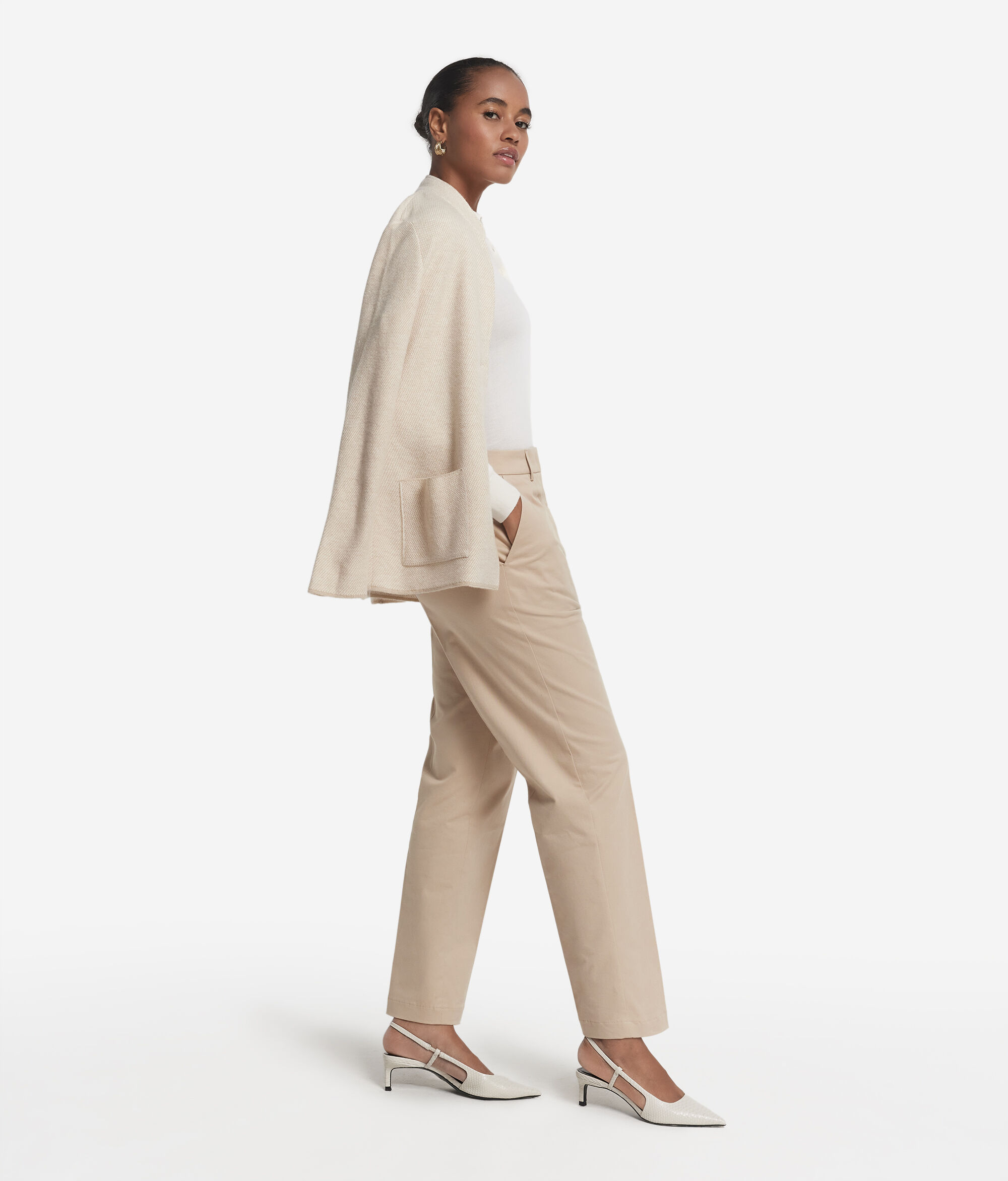 Cotton cashmere cigarette trousers