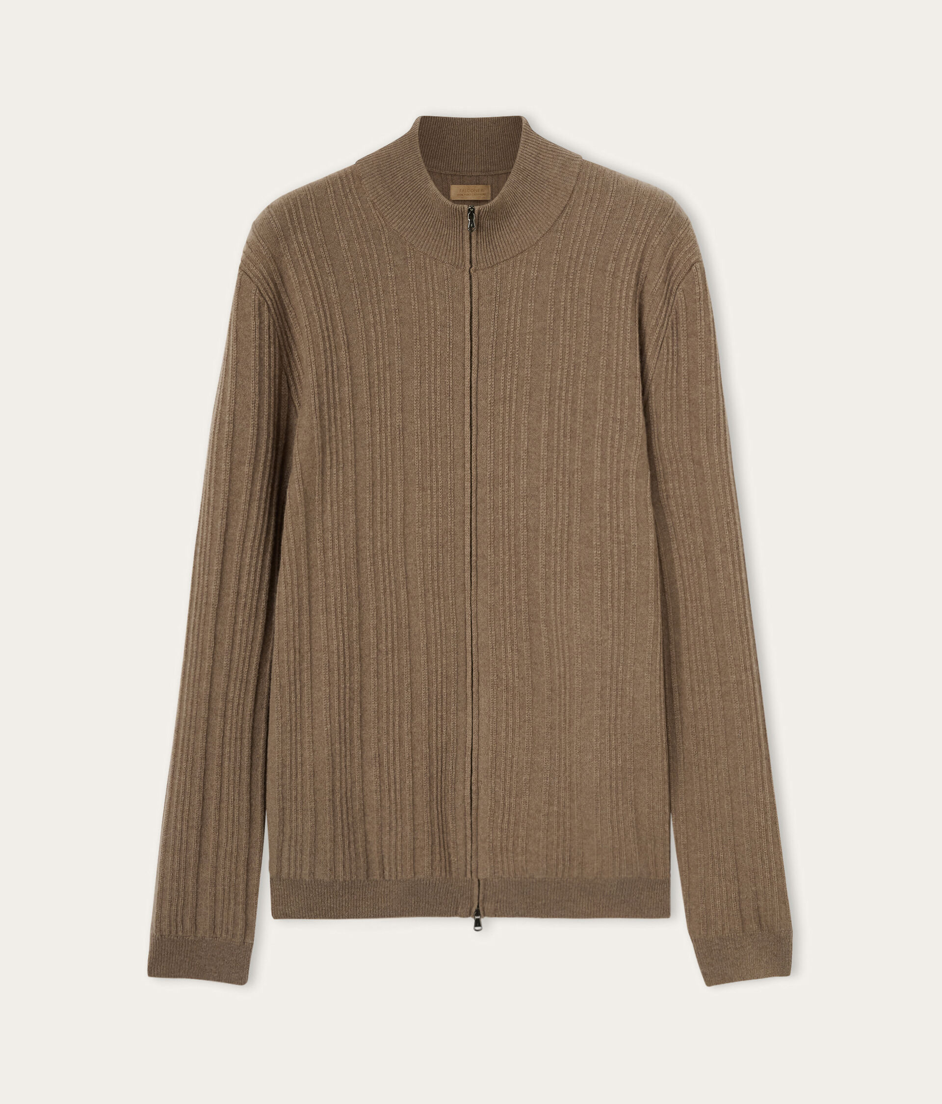 Chaqueta de cashmere en canalé mixto