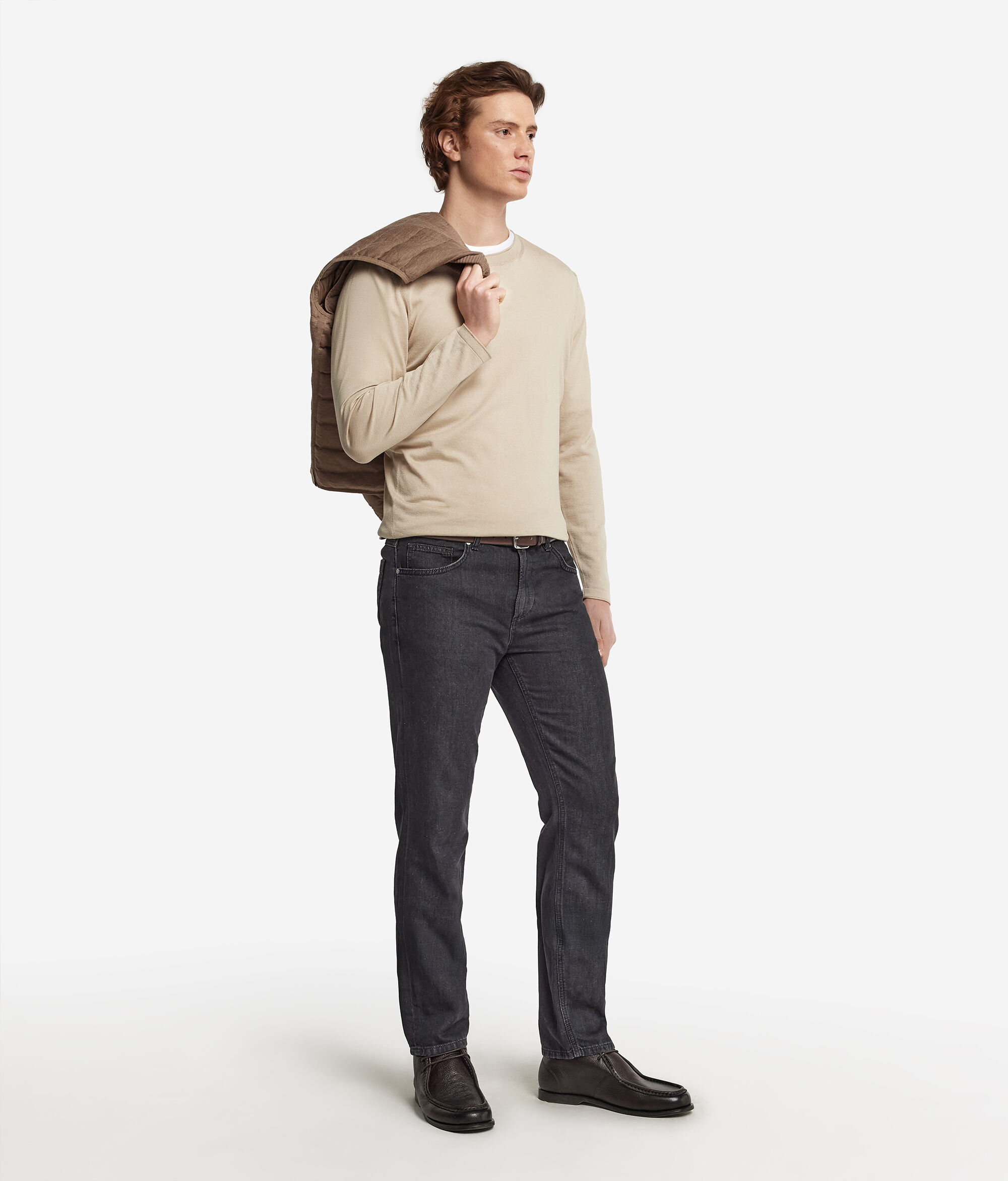 Pull homme à col rond en soie et coton