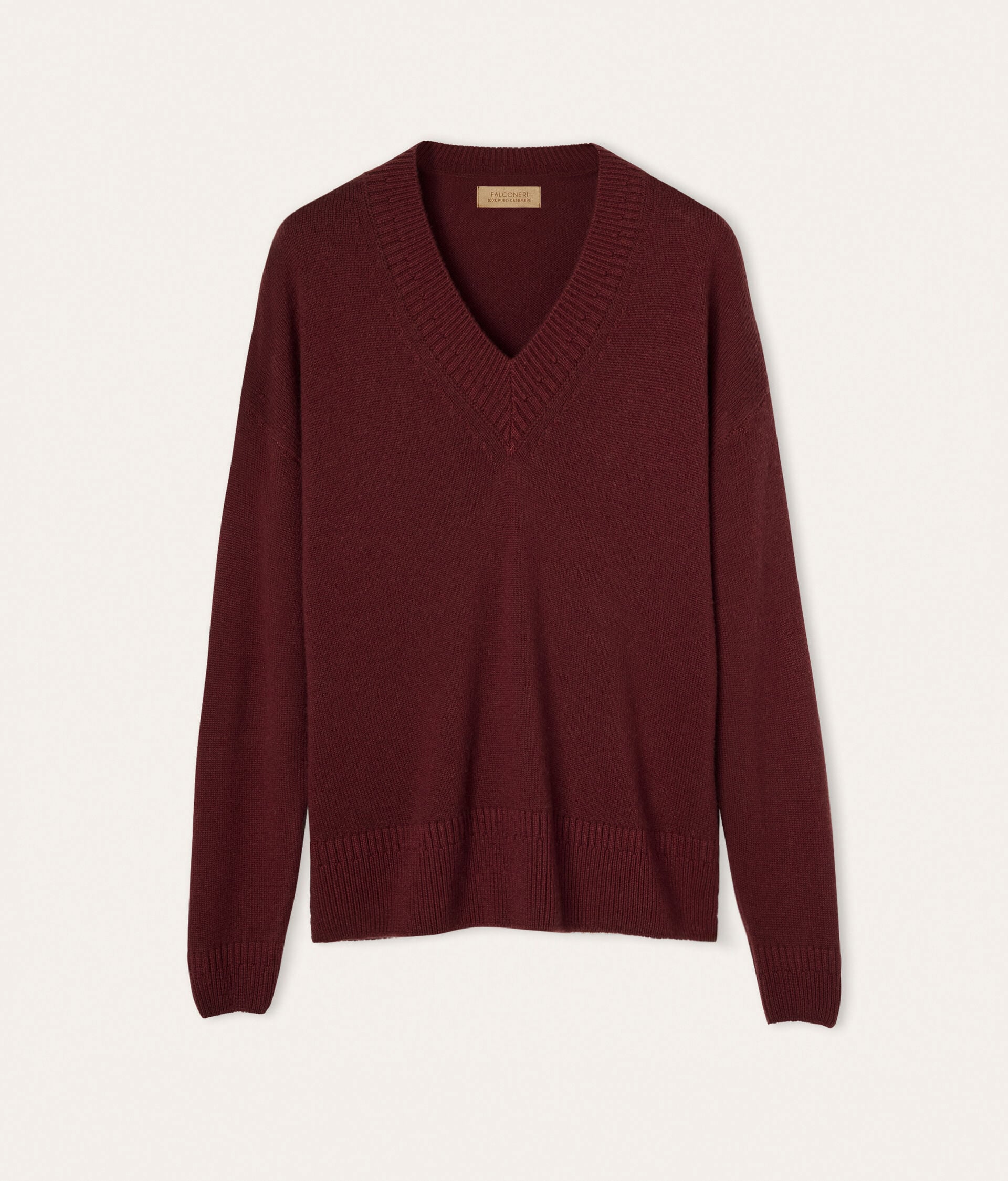 Ultrasoft Cashmere v-neck jumper with varied rib
