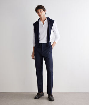 Long-sleeved cotton polo shirt