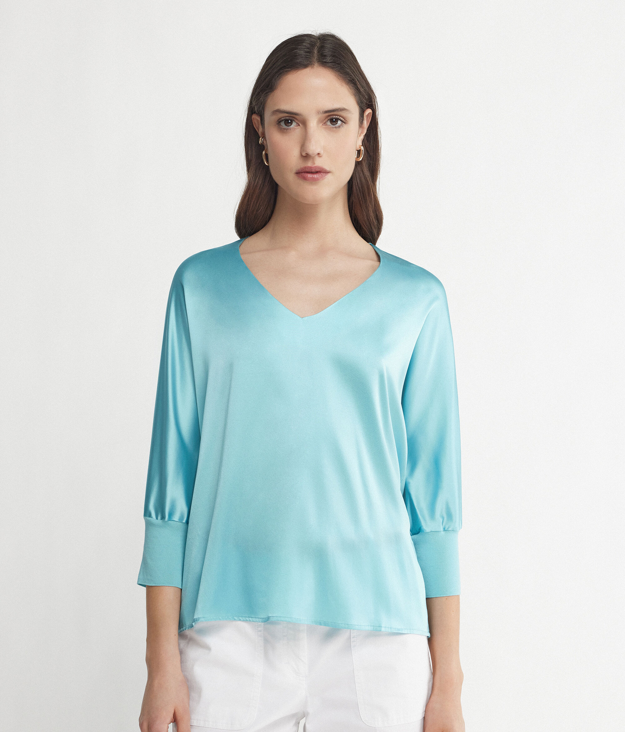 Blouse femme en soie à col en V