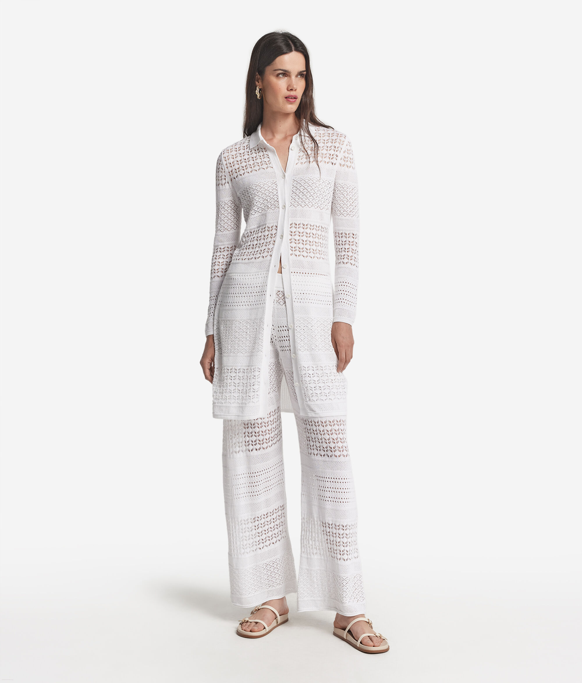 Crochet Cotton Shirt Dress