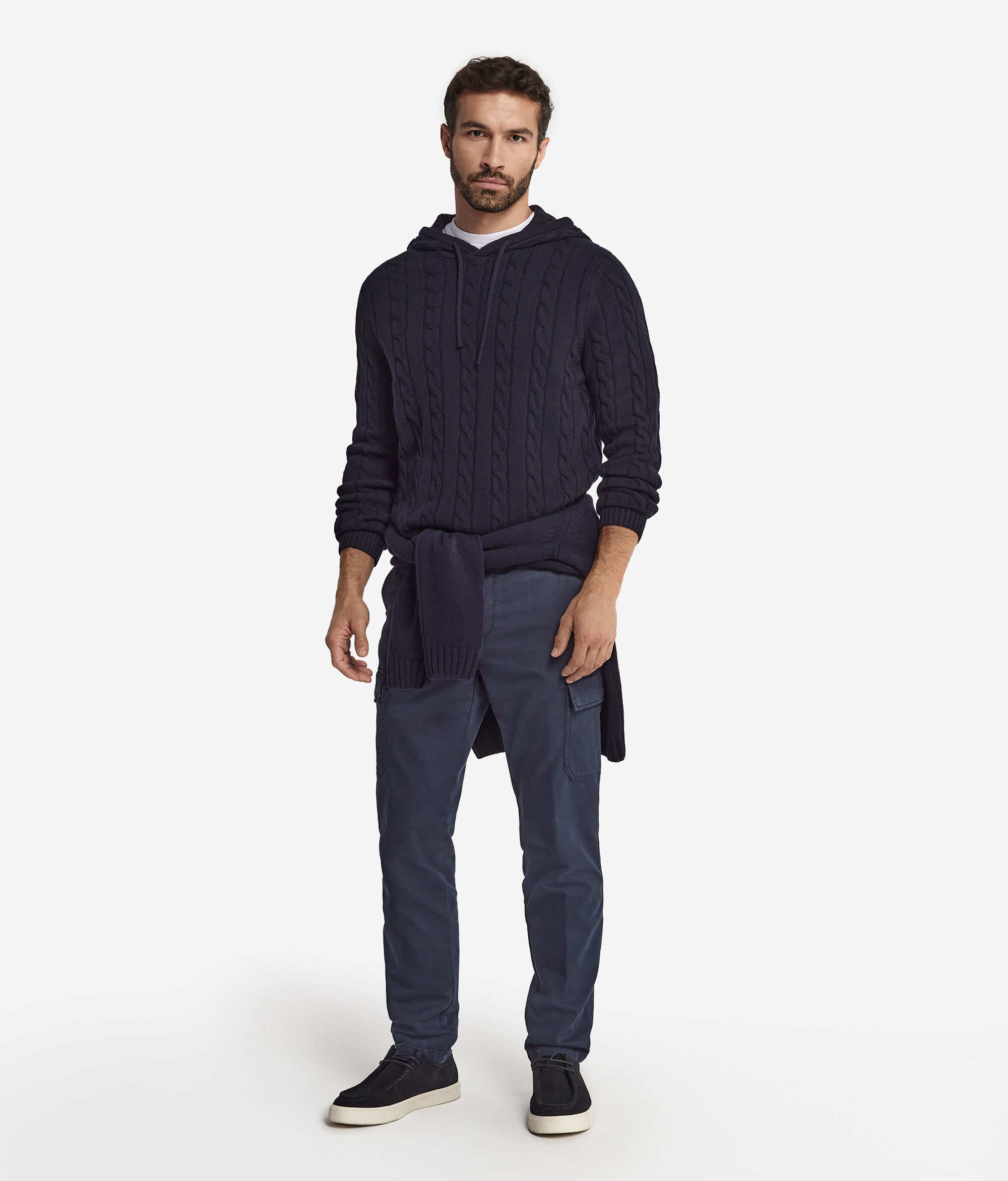 ウルトラソフトカシミヤ ケーブルモチーフ スウェットパーカー