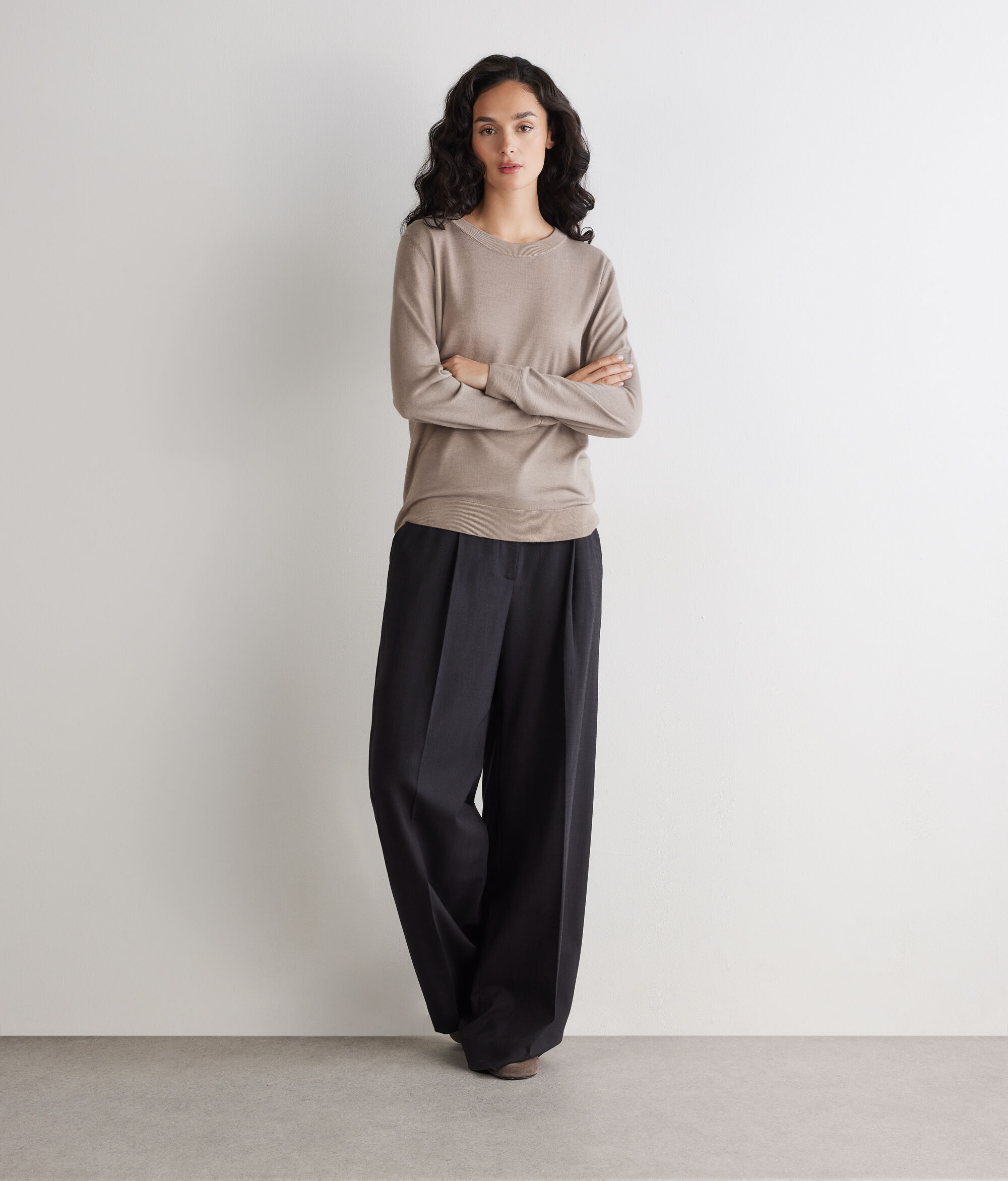 Pull à col rond en cachemire ultra-fin