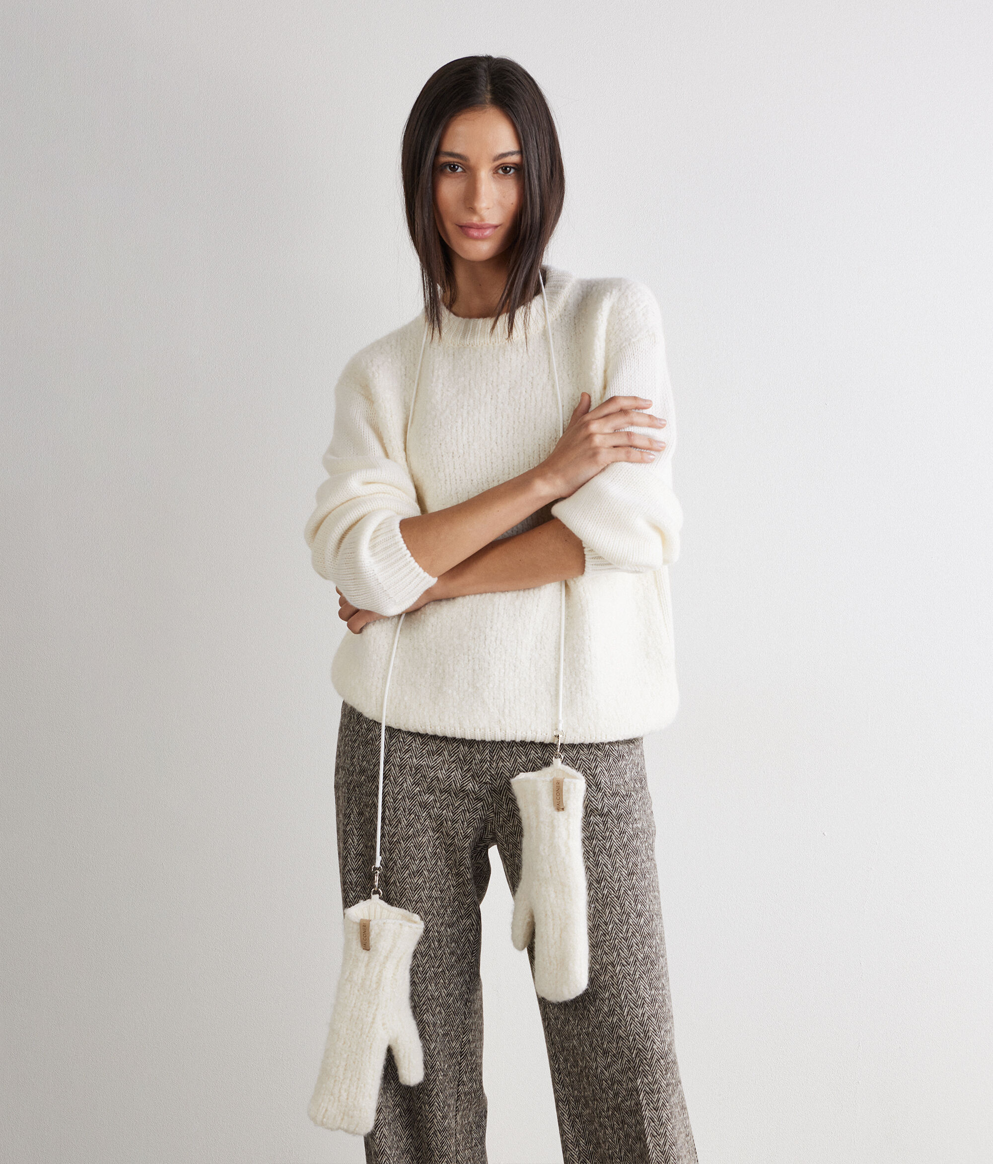 Jednopalczaste rękawiczki z kaszmiru Ultrasoft i bouclé