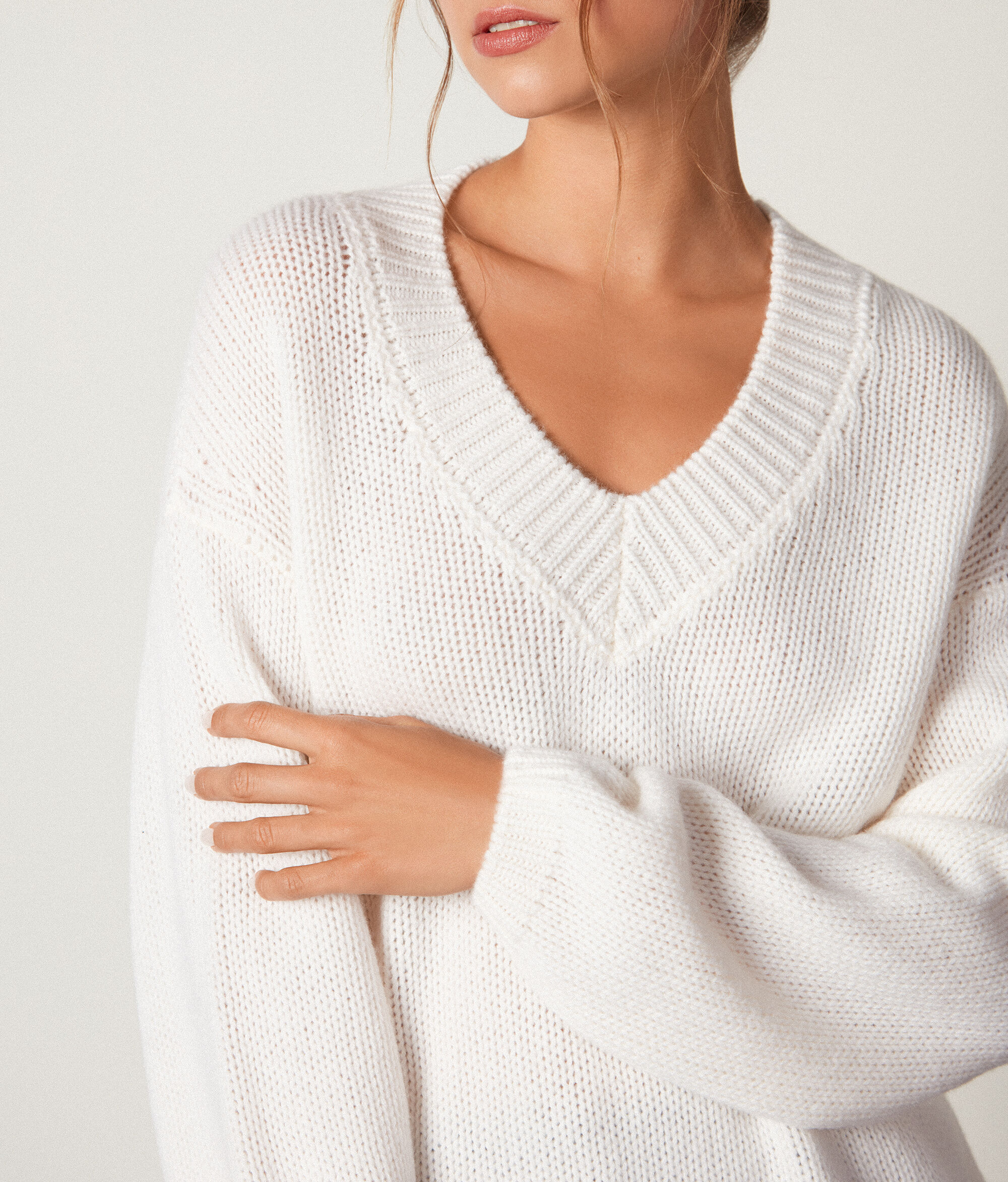Tricot-Pullover mit V-Ausschnitt aus Kaschmir Ultrasoft