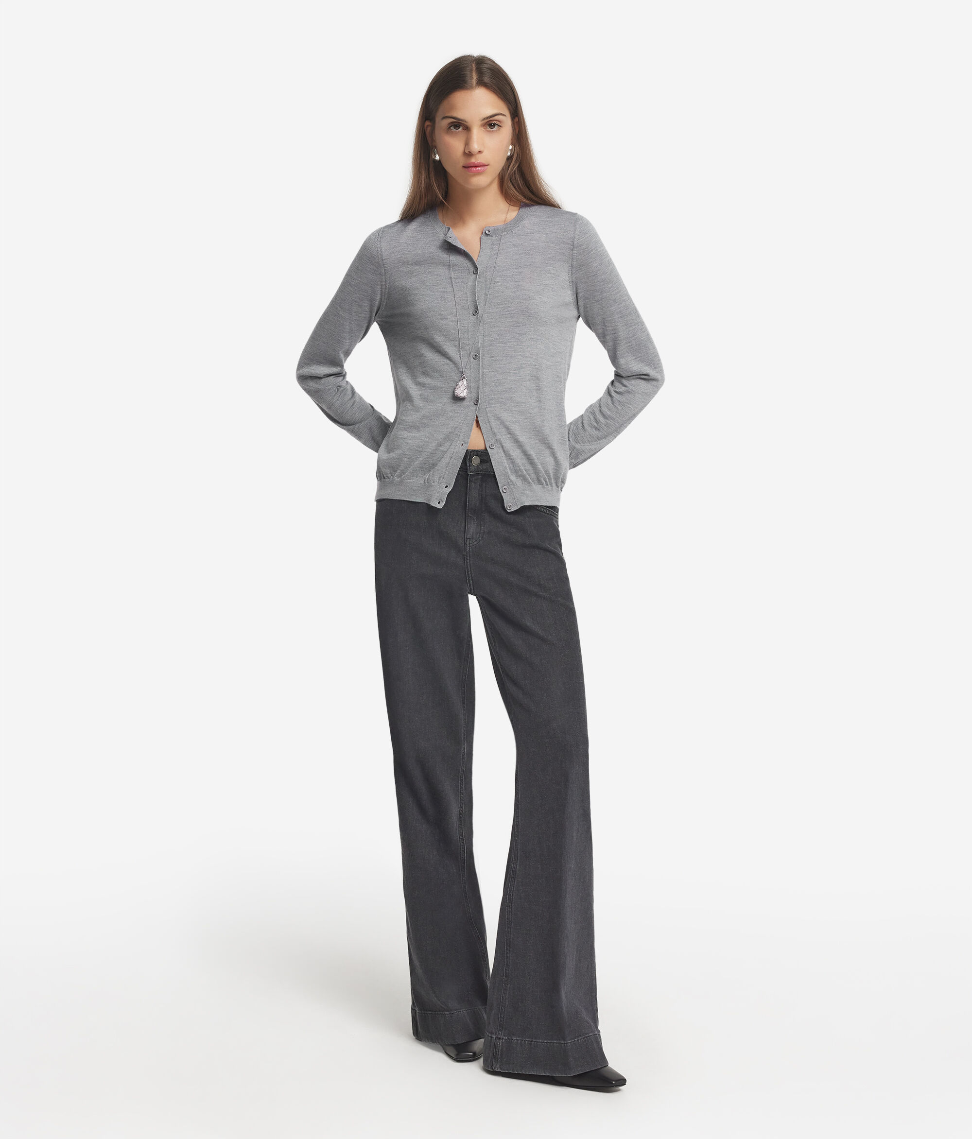 Gilet femme à col rond en cachemire ultra-fin