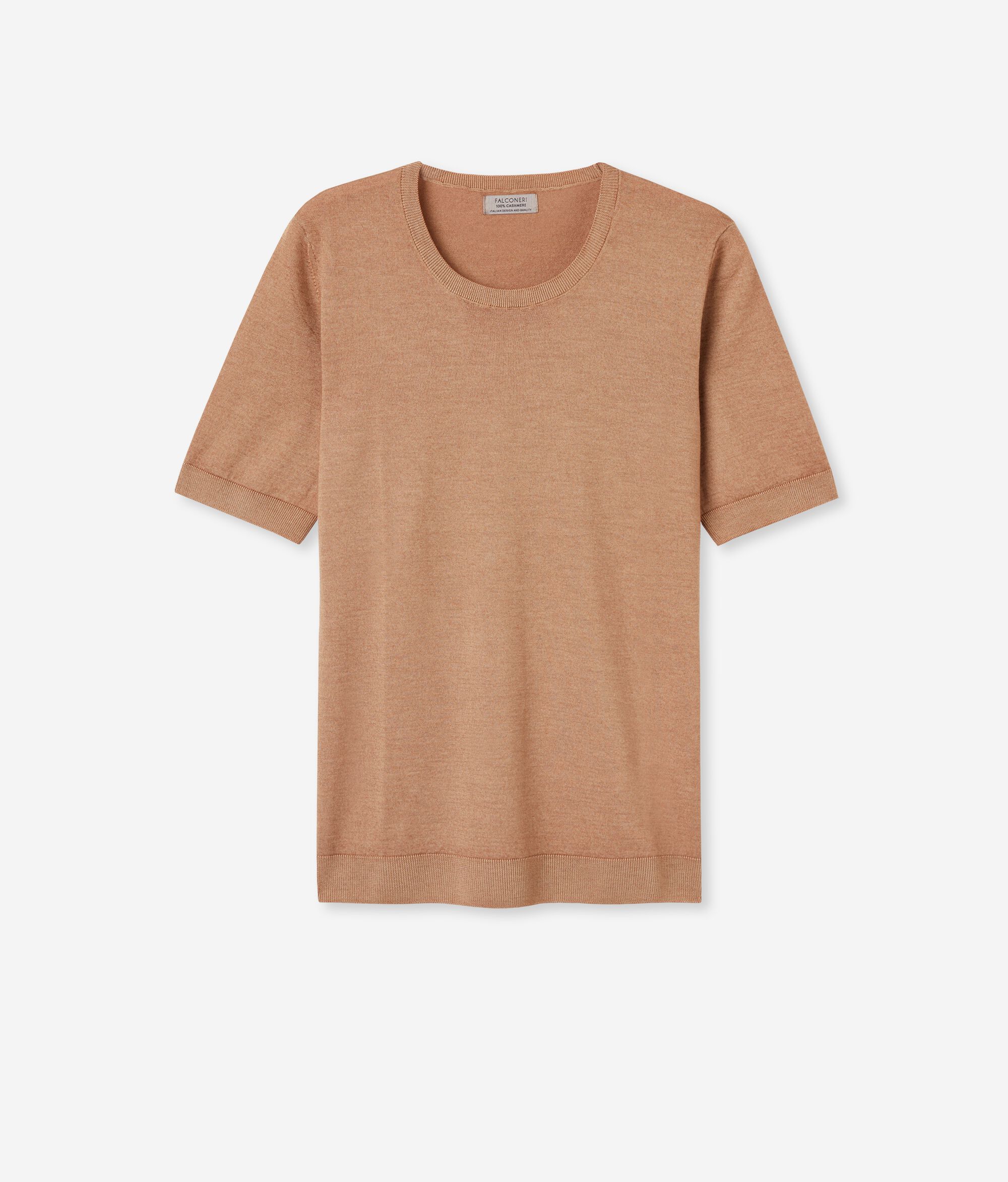T-shirt à manches courtes et col rond en cachemire ultra-fin