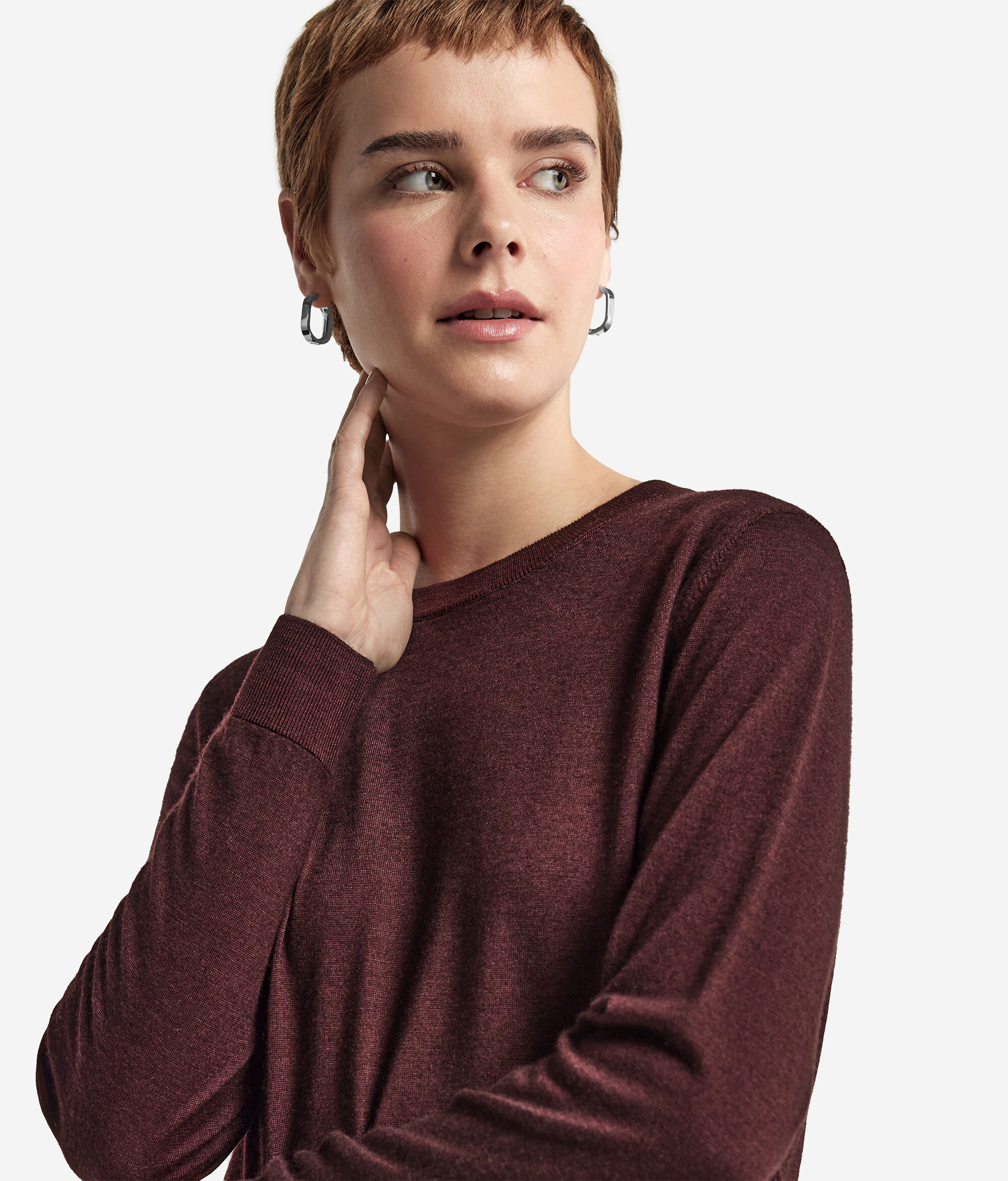 Jersey con cuello redondo de cashmere ultrafine
