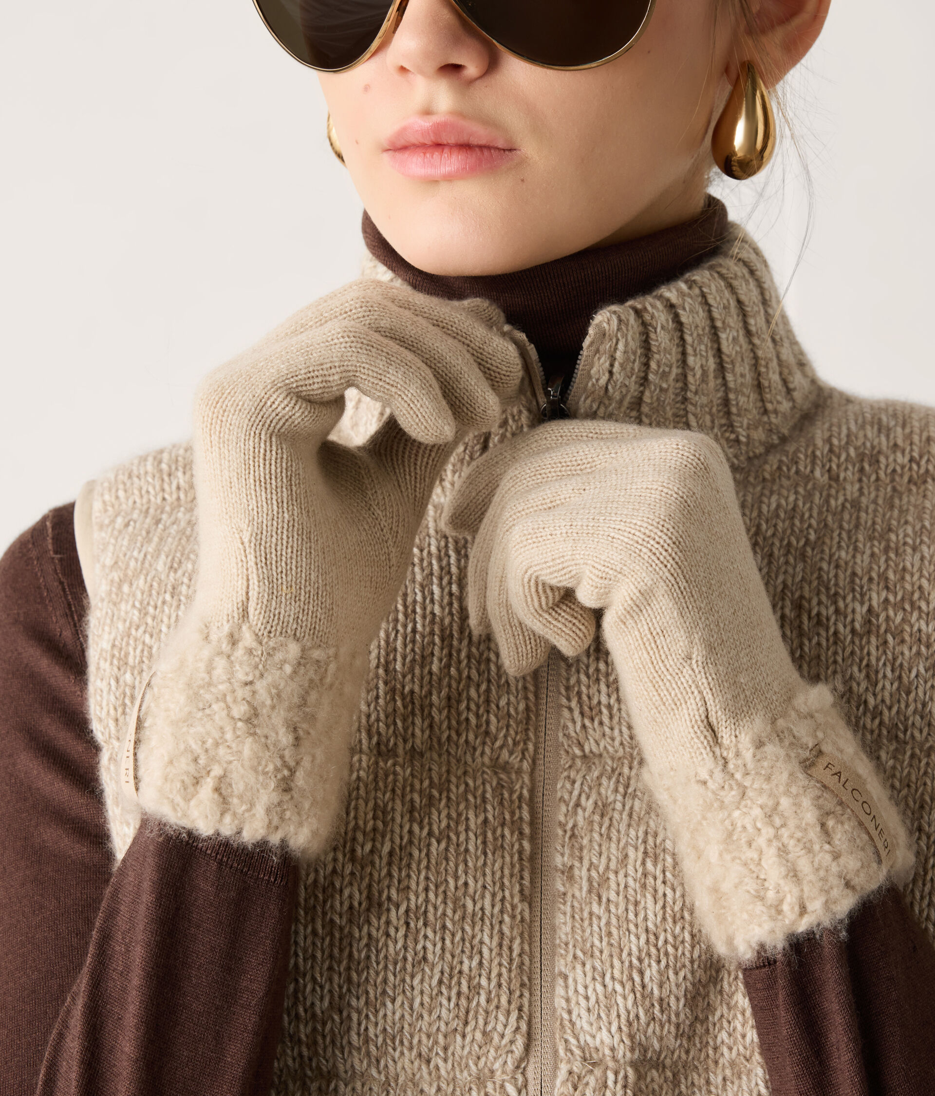Ultrasoft Cashmere and bouclé gloves
