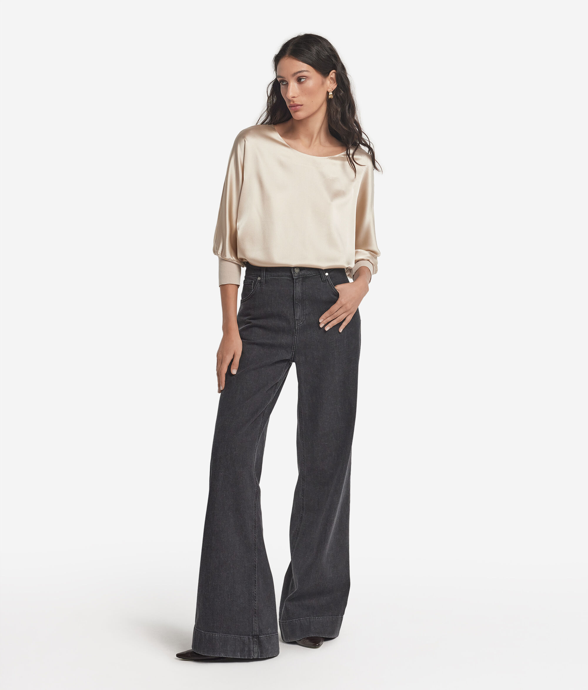 Round-Neck Silk Satin Jumper