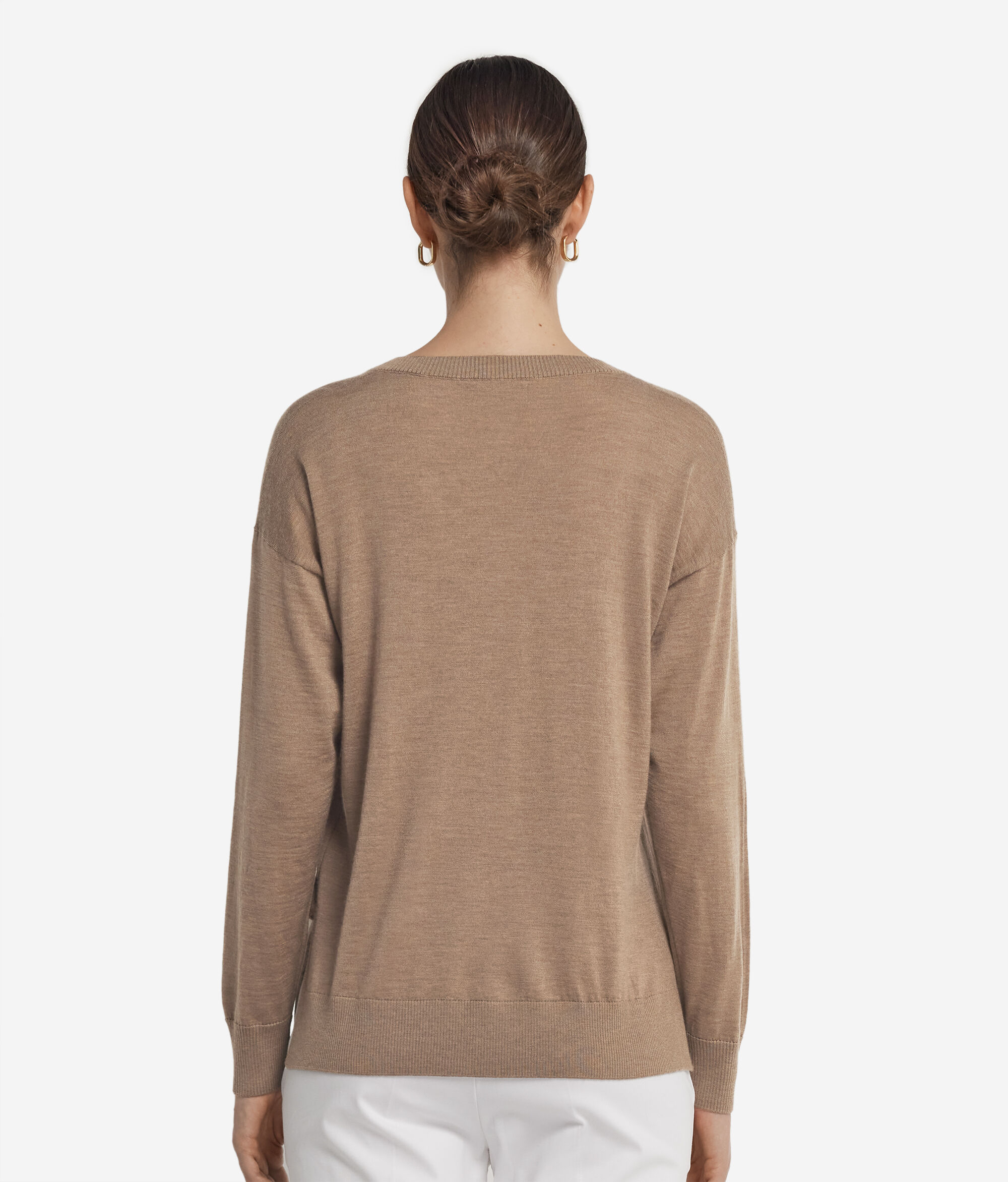 V-Neck Cashmere Jumper with Slits