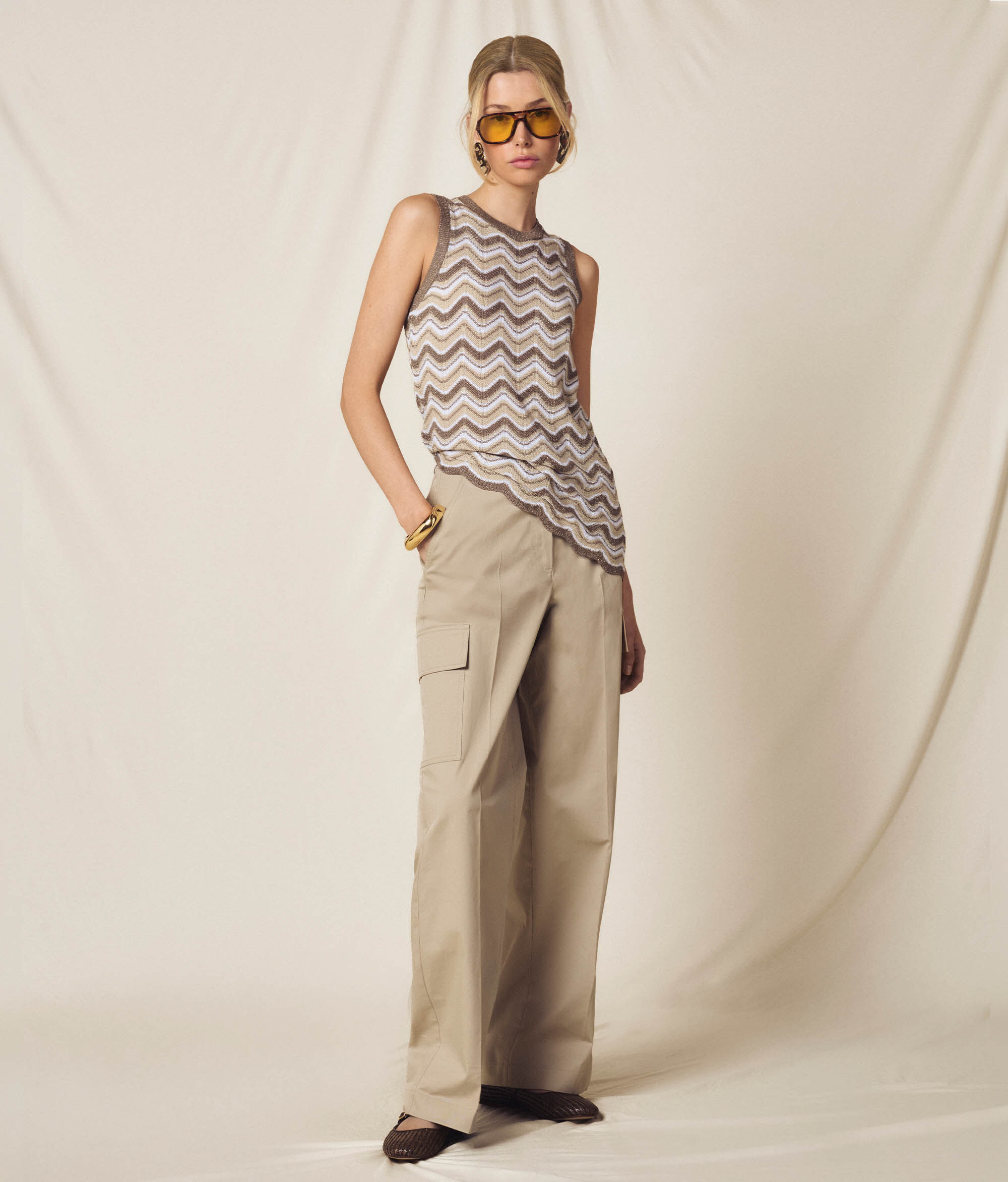 Chevron lamé tank top