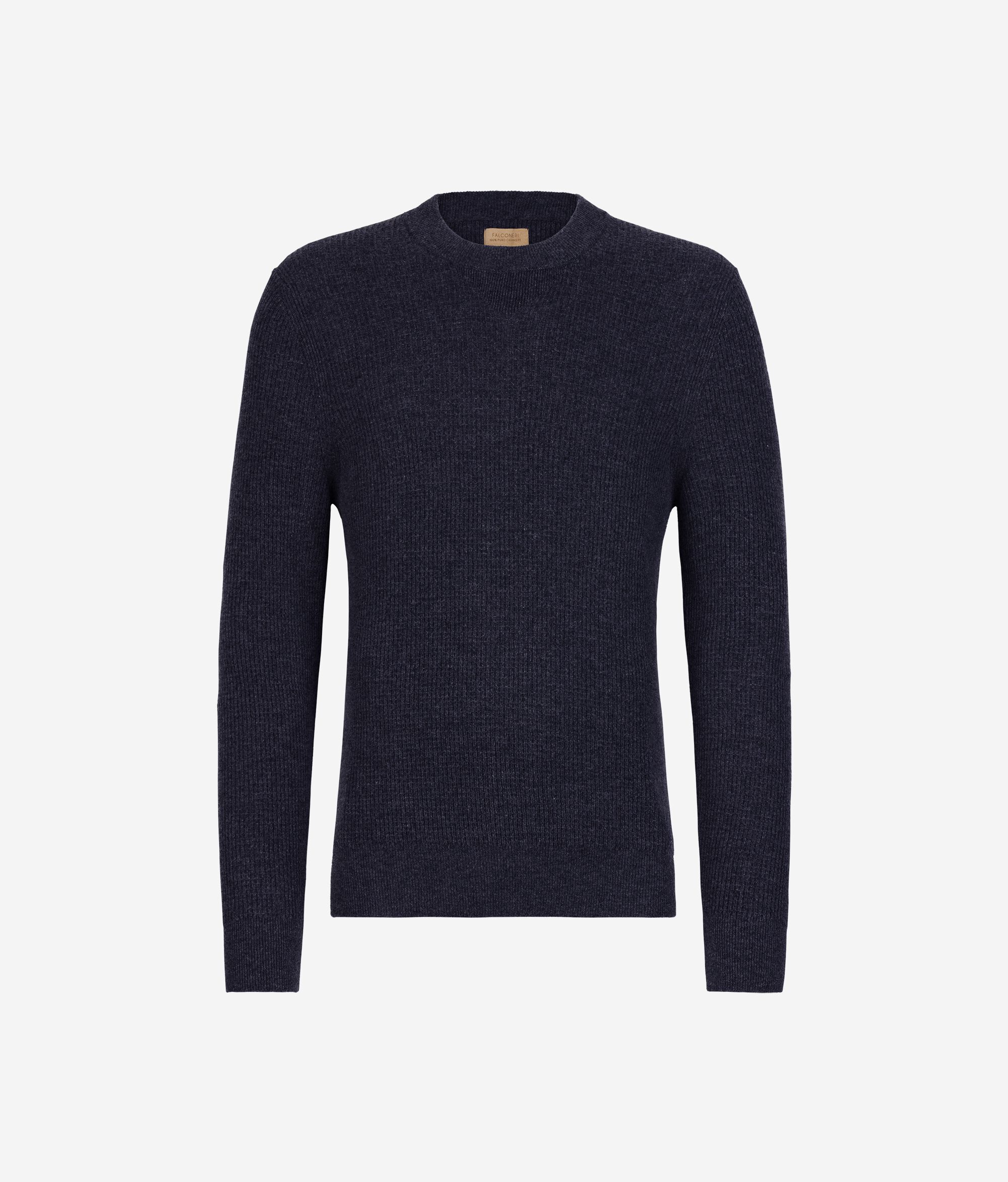 Джемпер с круглым вырезом горловины вафельной вязки из ультрамягкого кашемира