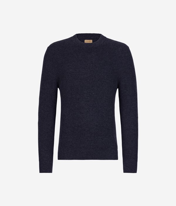 Джемпер с круглым вырезом горловины вафельной вязки из ультрамягкого кашемира