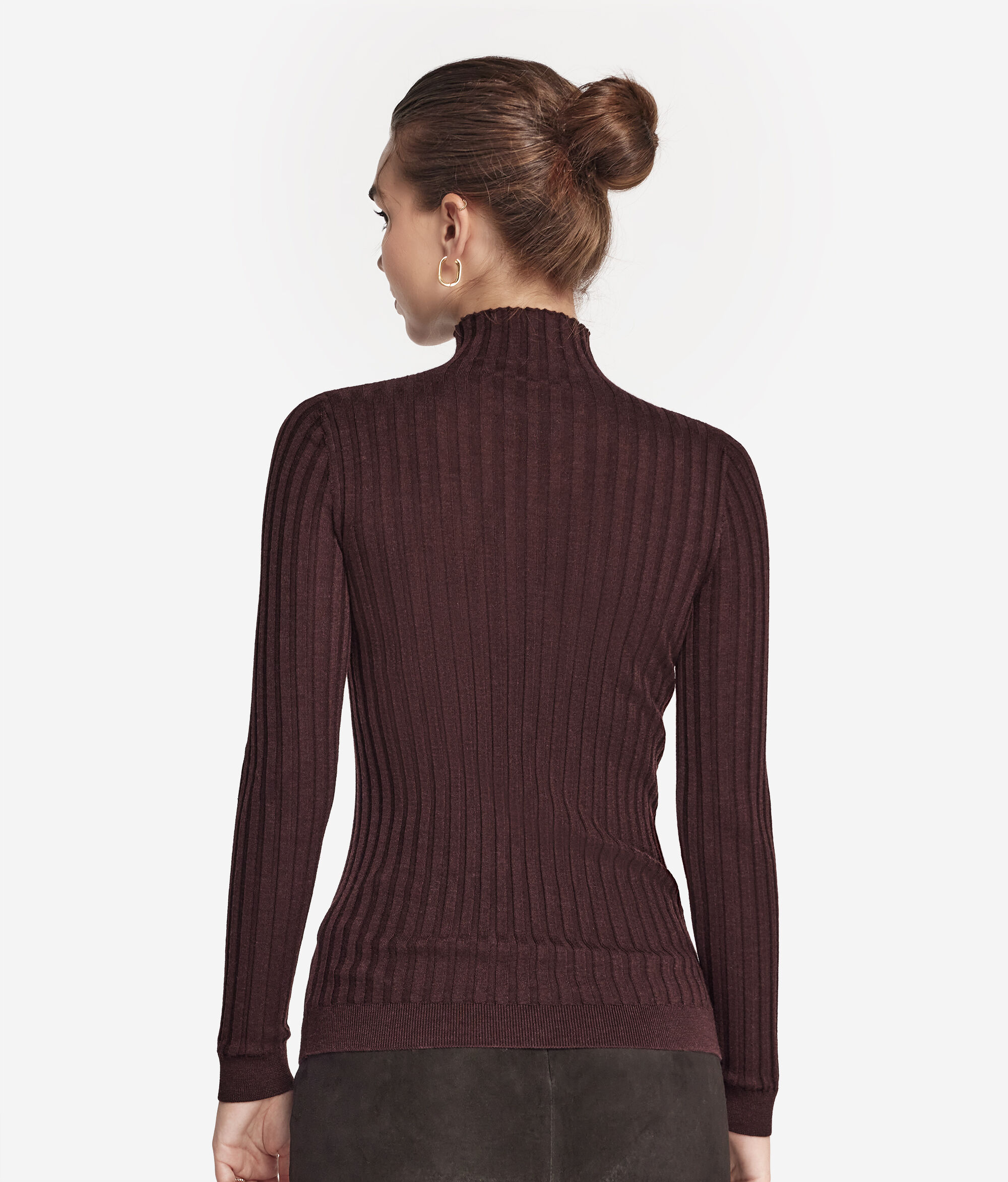 pull col roulé en cachemire femme côtelé