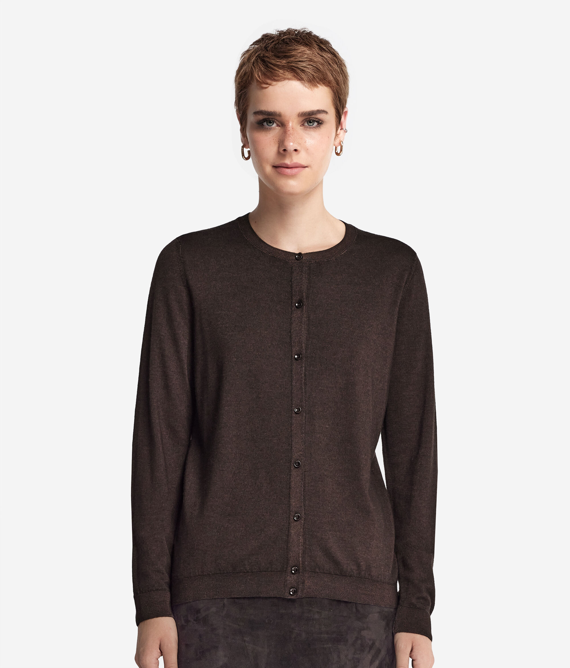 Gilet femme à col rond en cachemire ultra-fin