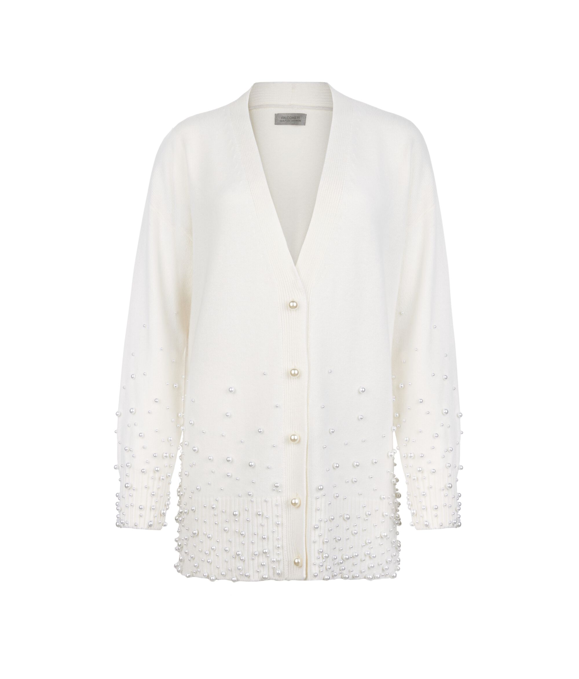 Cárdigan con perlas en cashmere ultrasoft
