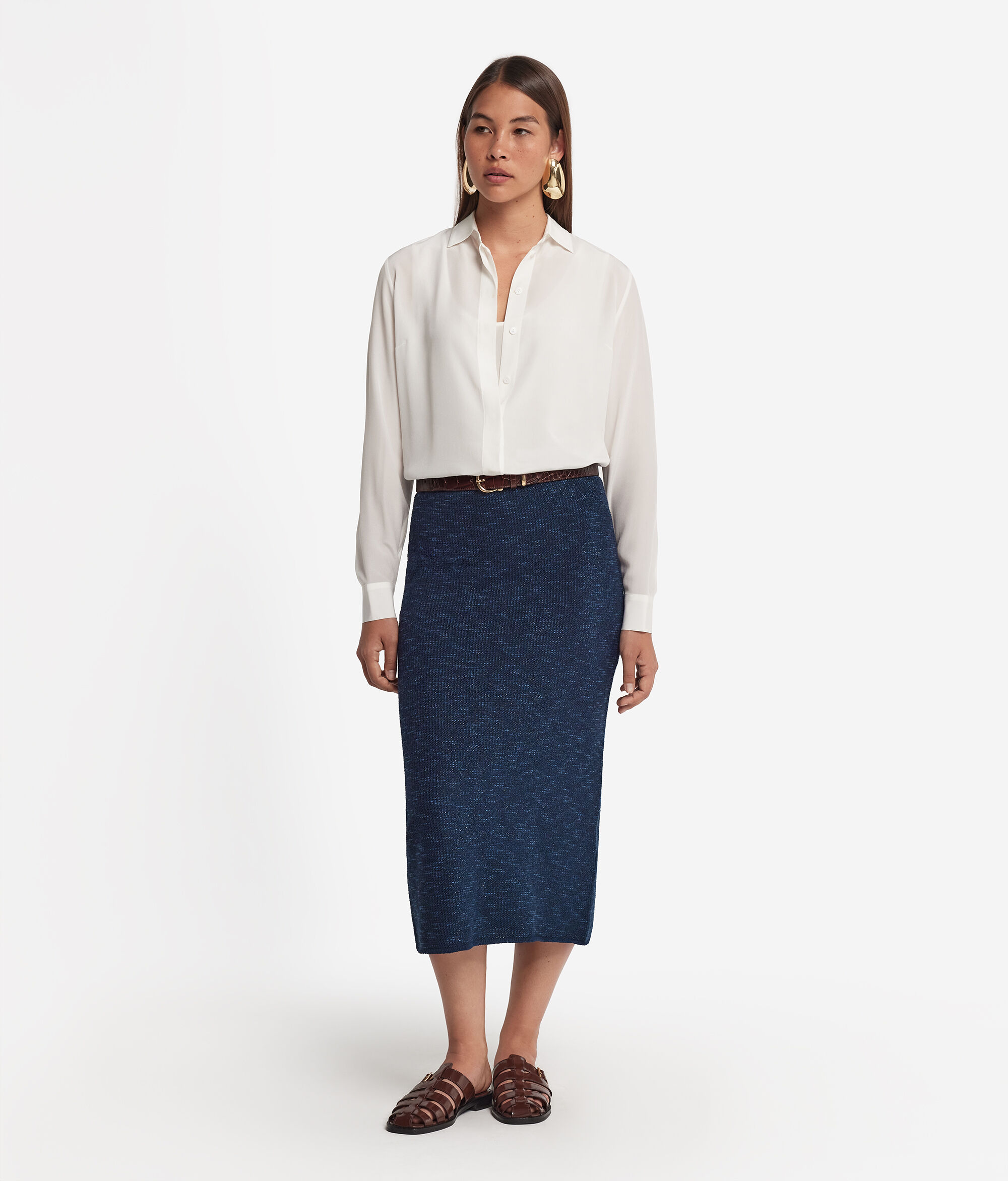 Midi Lamé Skirt
