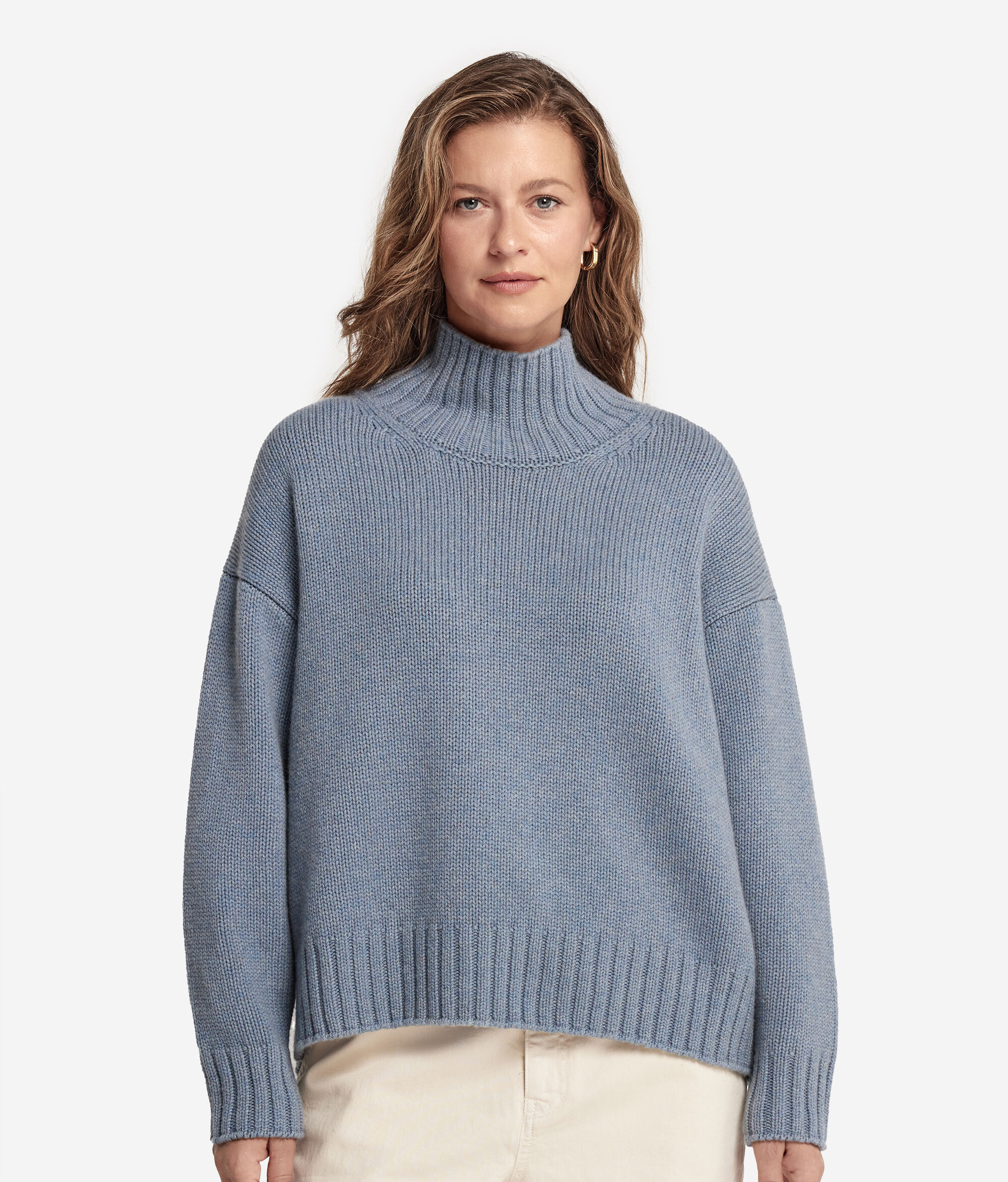 Pull à col cheminée en tricot de cachemire