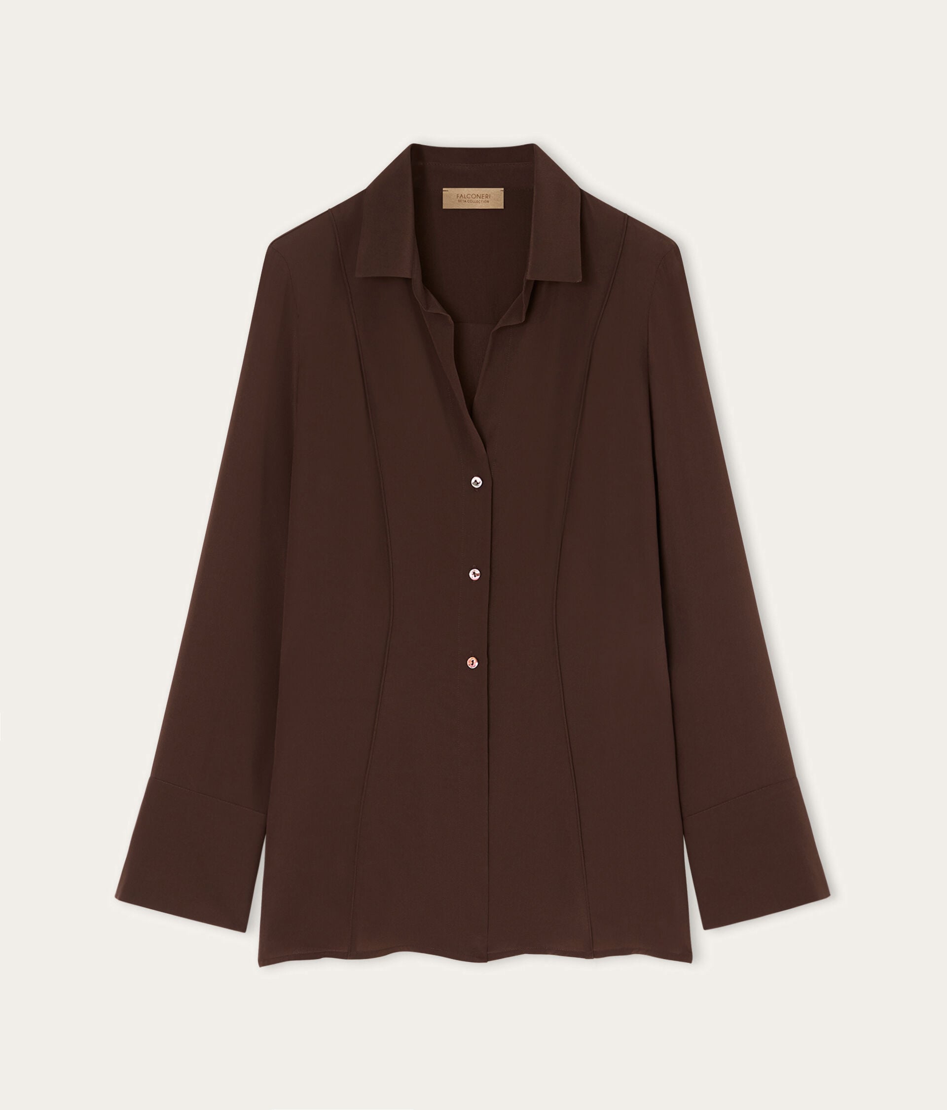 Hemdbluse aus Seide mit Paspelierung