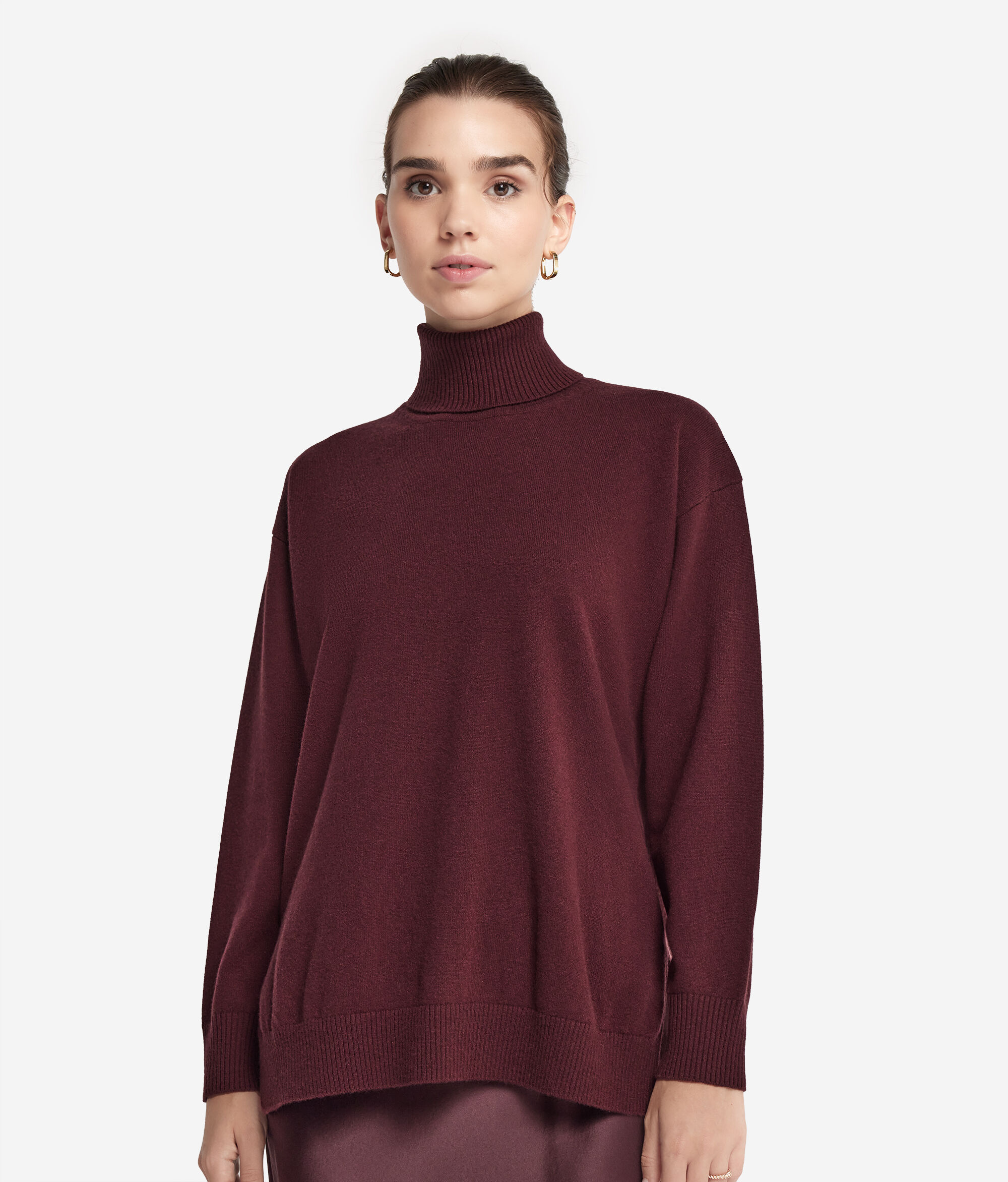Rollkragenpullover aus Kaschmir Ultrasoft mit Schlitzen