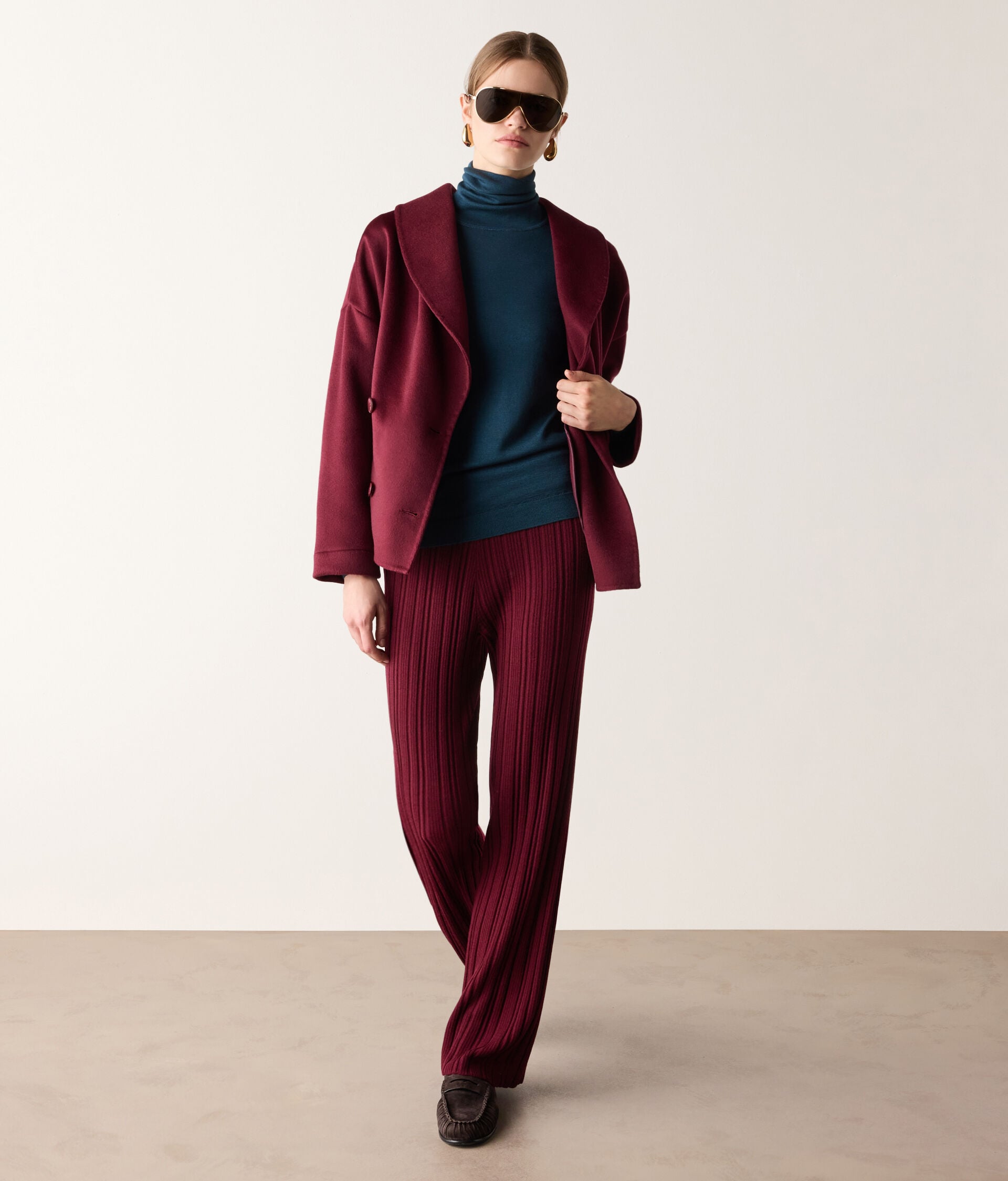 Pantalon en laine côtelée