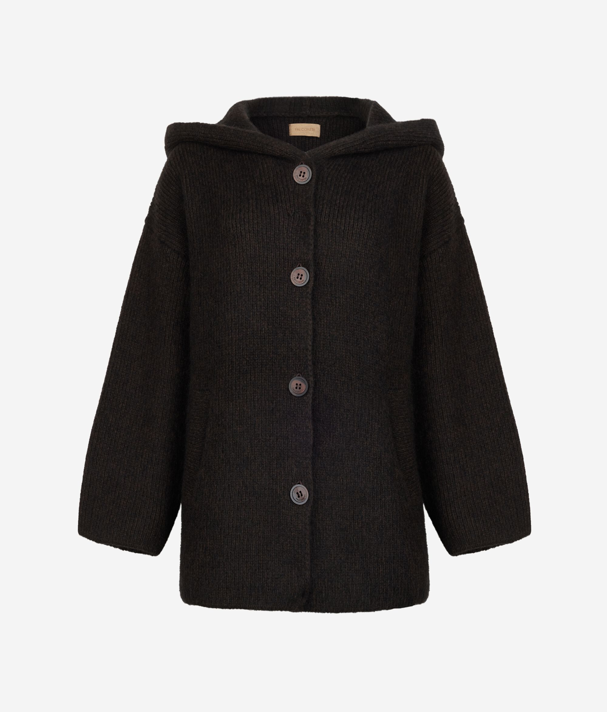 Alpaca wool hooded coat
