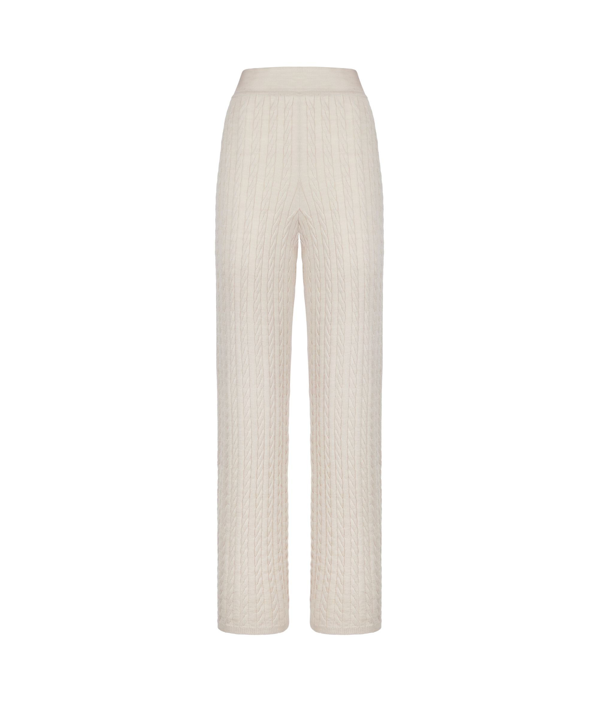 Weite Wollhose mit Zopfmuster