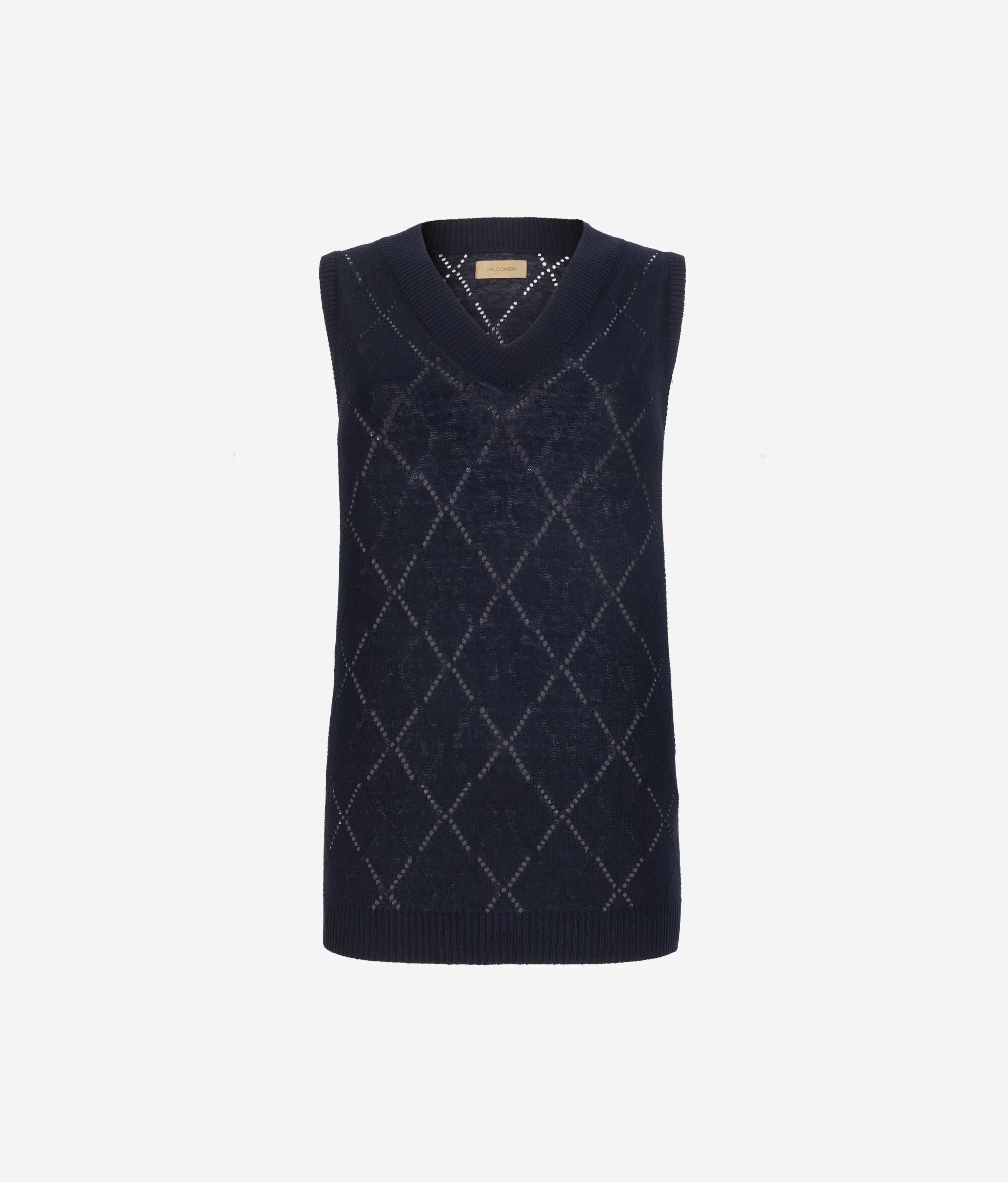 V-neck sleeveless top with diamonds