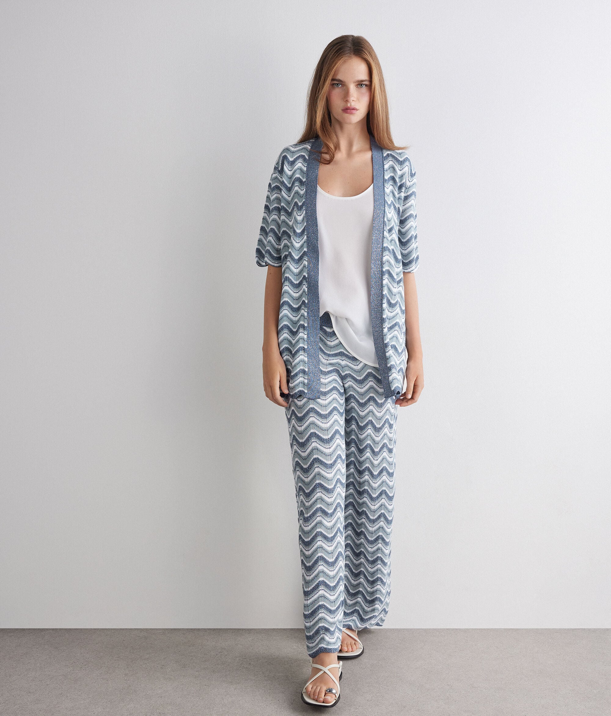 Chevron lamé cardigan