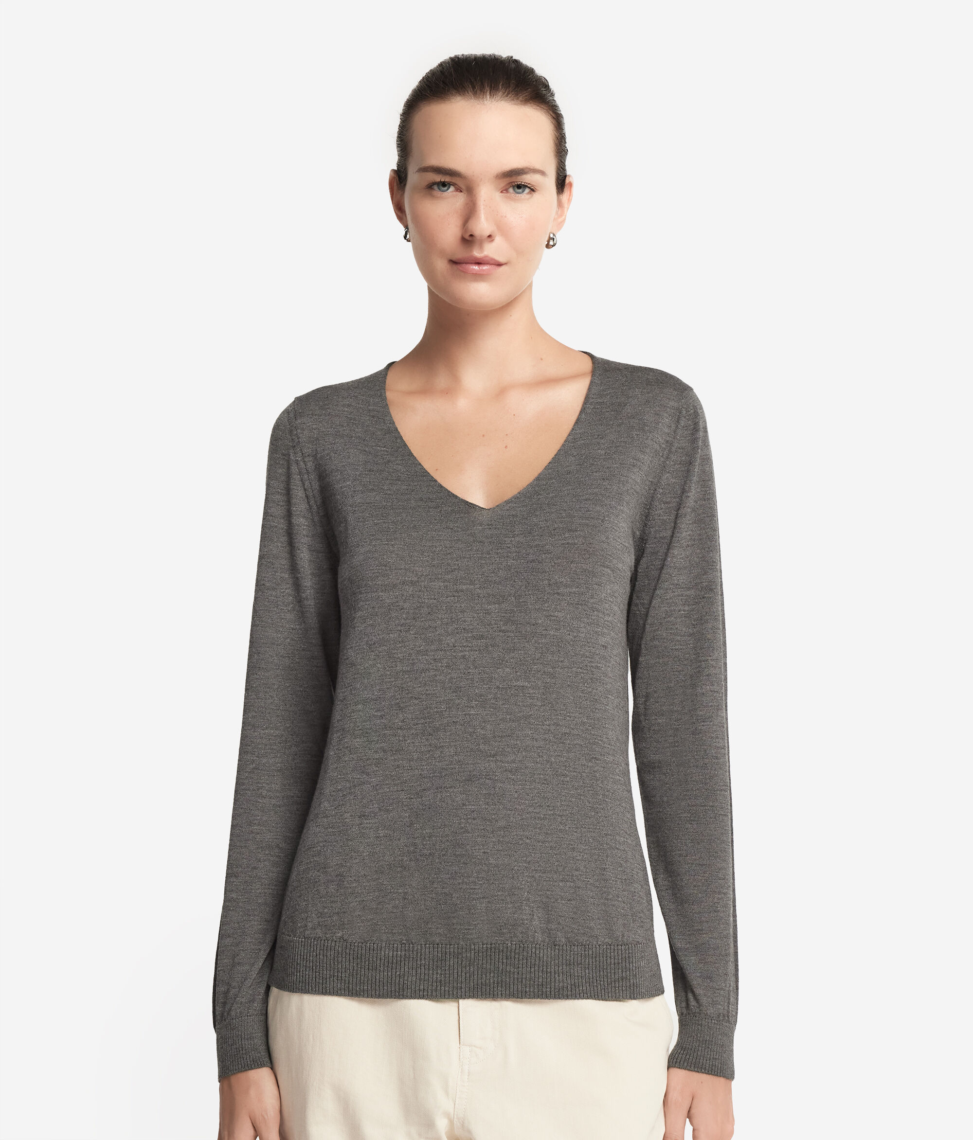 Pull à col V en cachemire ultra-fin
