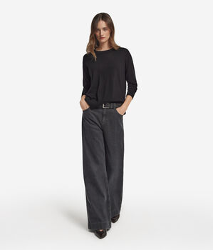 Rundhalspullover aus Kaschmir mit Schlitzen