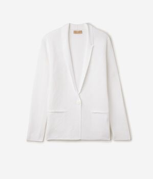Two-Tone Crochet-Knit Jacket