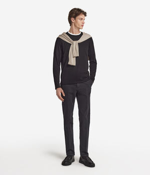 Herren-Rundhalspullover aus Seide und Baumwolle