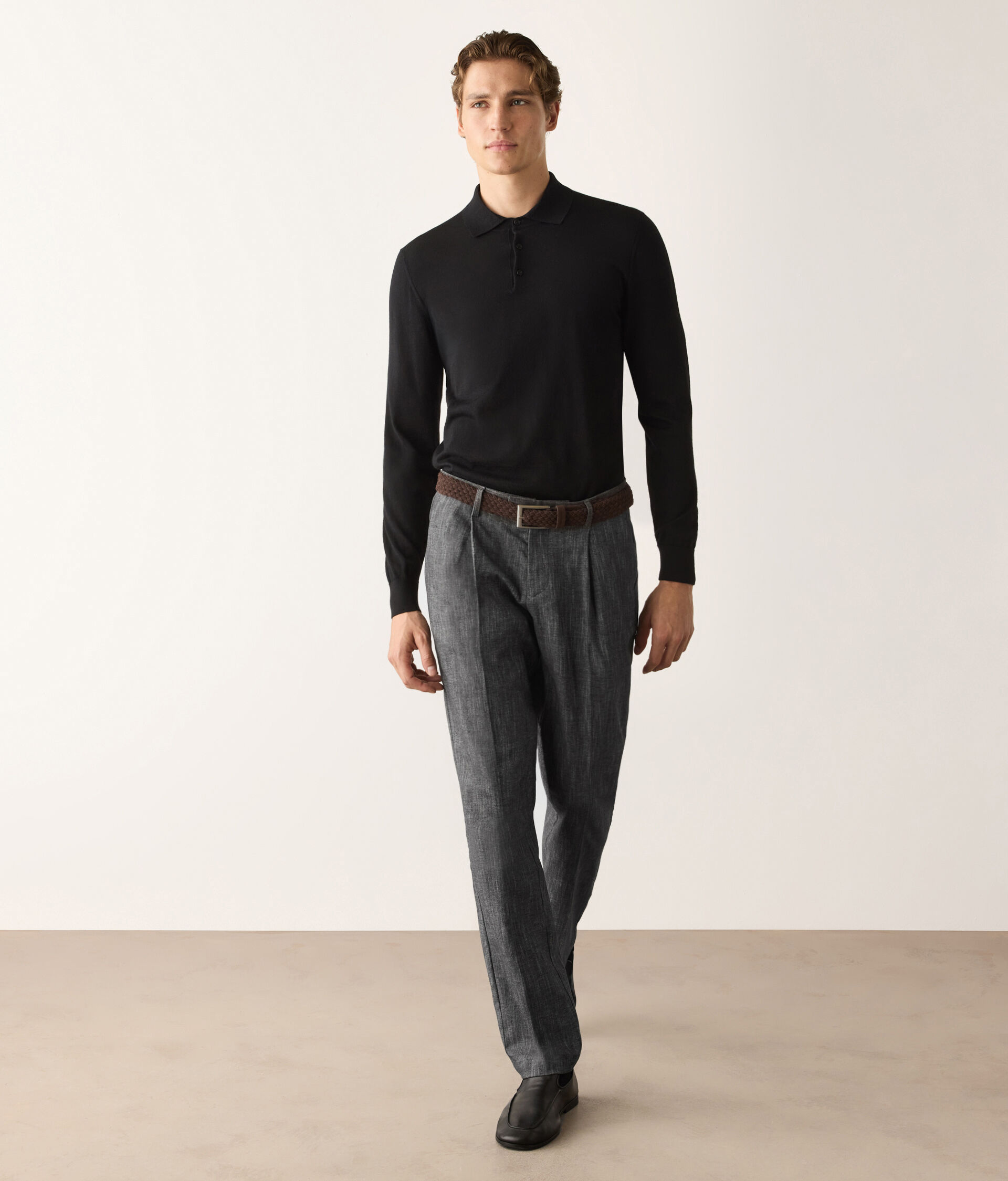 Hose in Denimlook aus geflammter Baumwolle