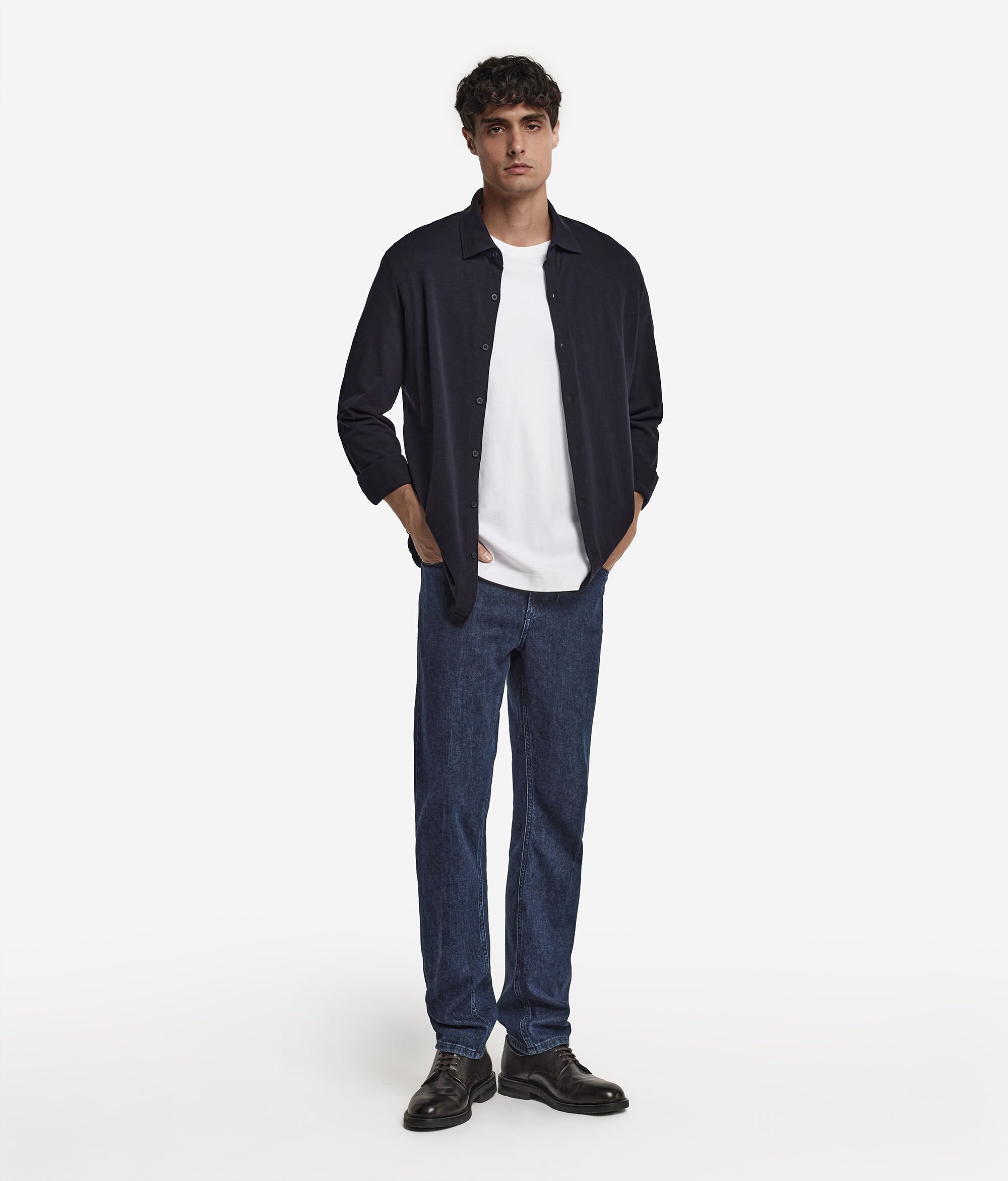 Langarmhemd aus Baumwoll-Seidenpikee