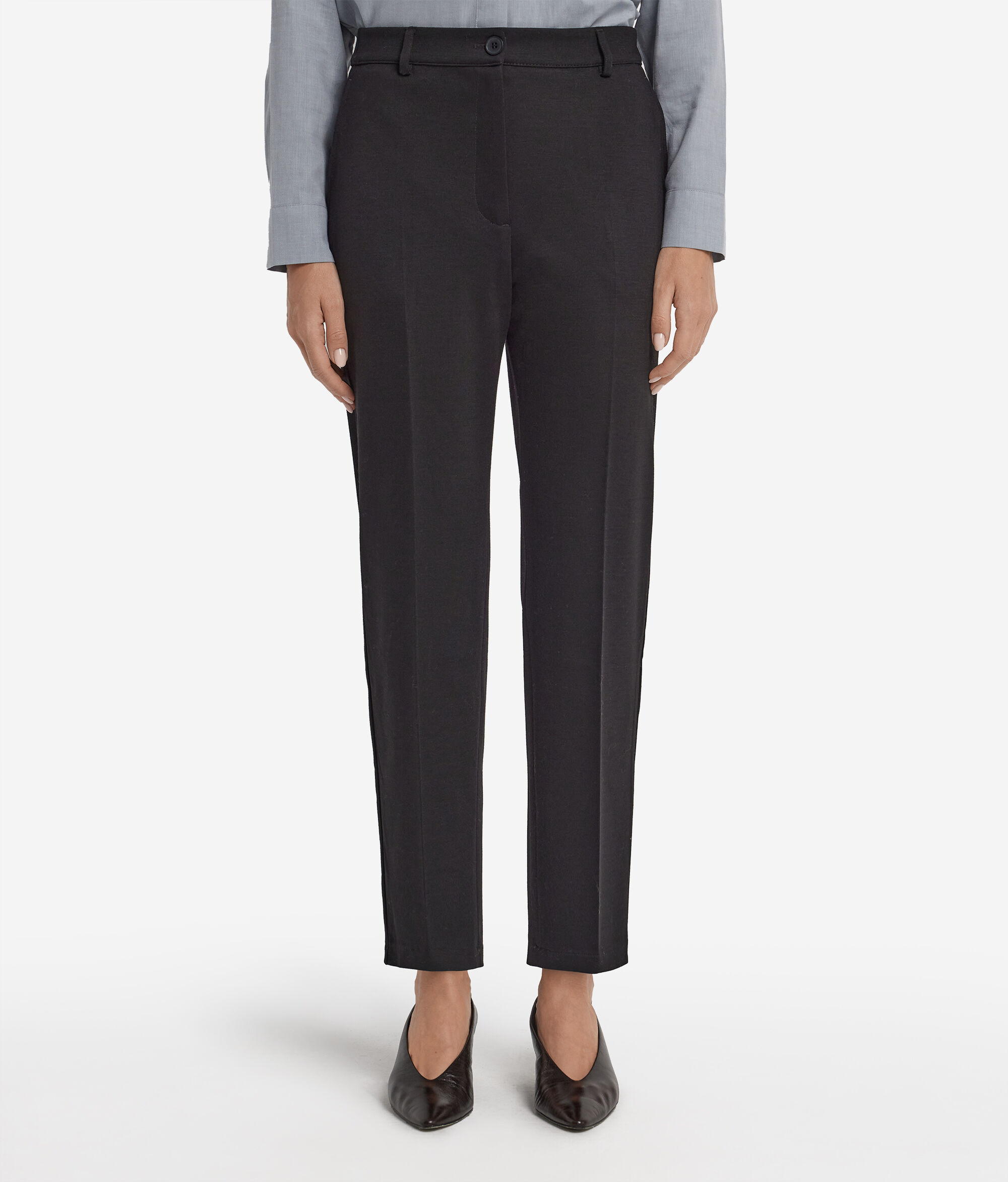 Pantalon cigarette en jersey de laine