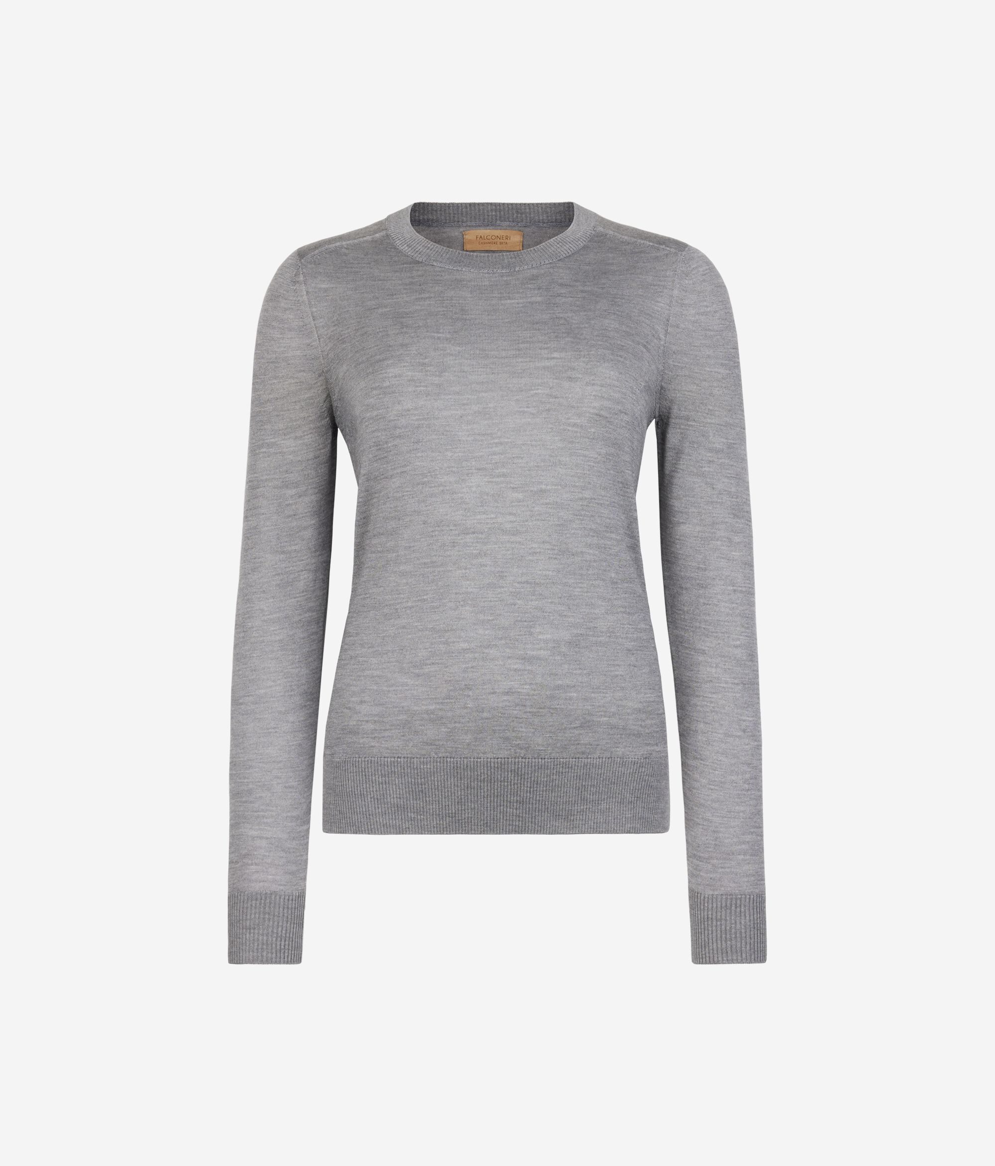 Jersey con cuello redondo de cashmere y seda