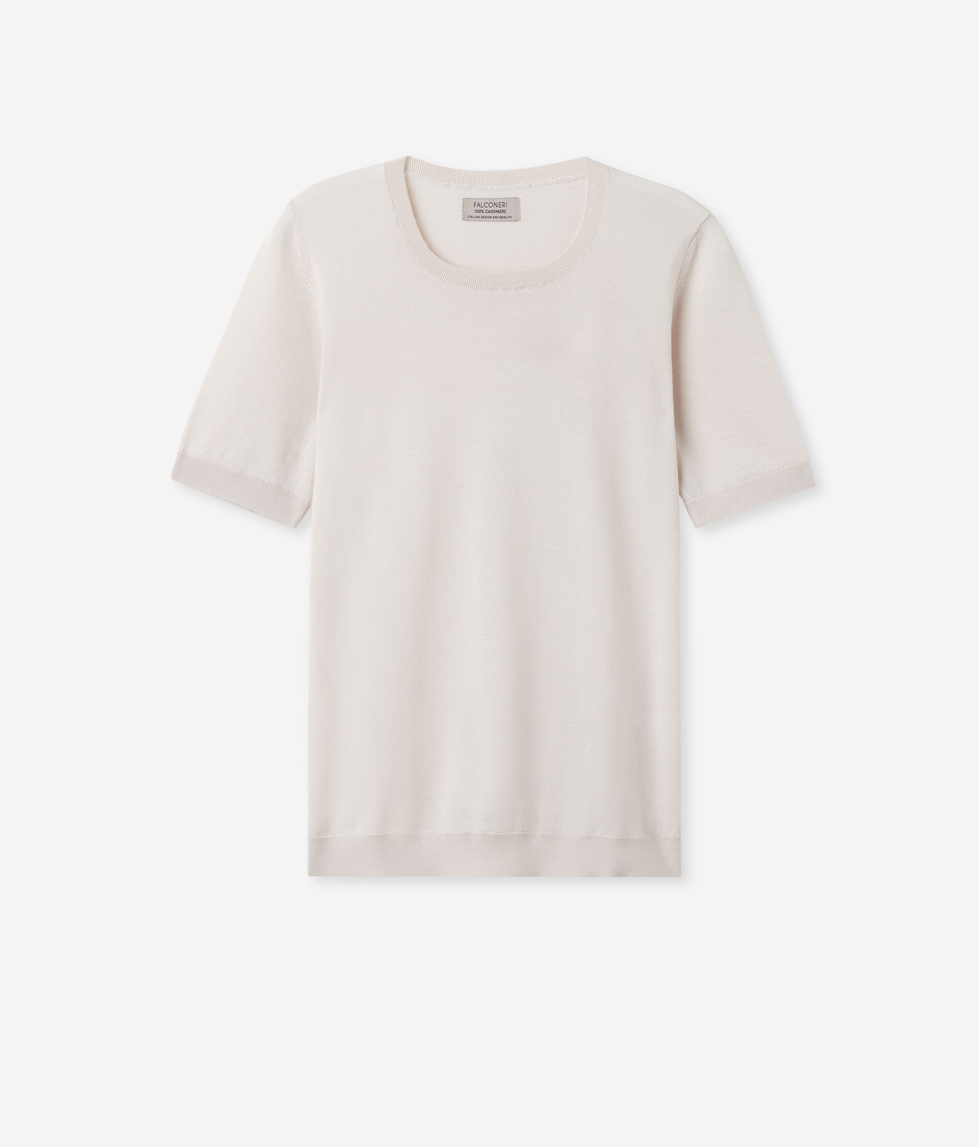 T-shirt à manches courtes et col rond en cachemire ultra-fin