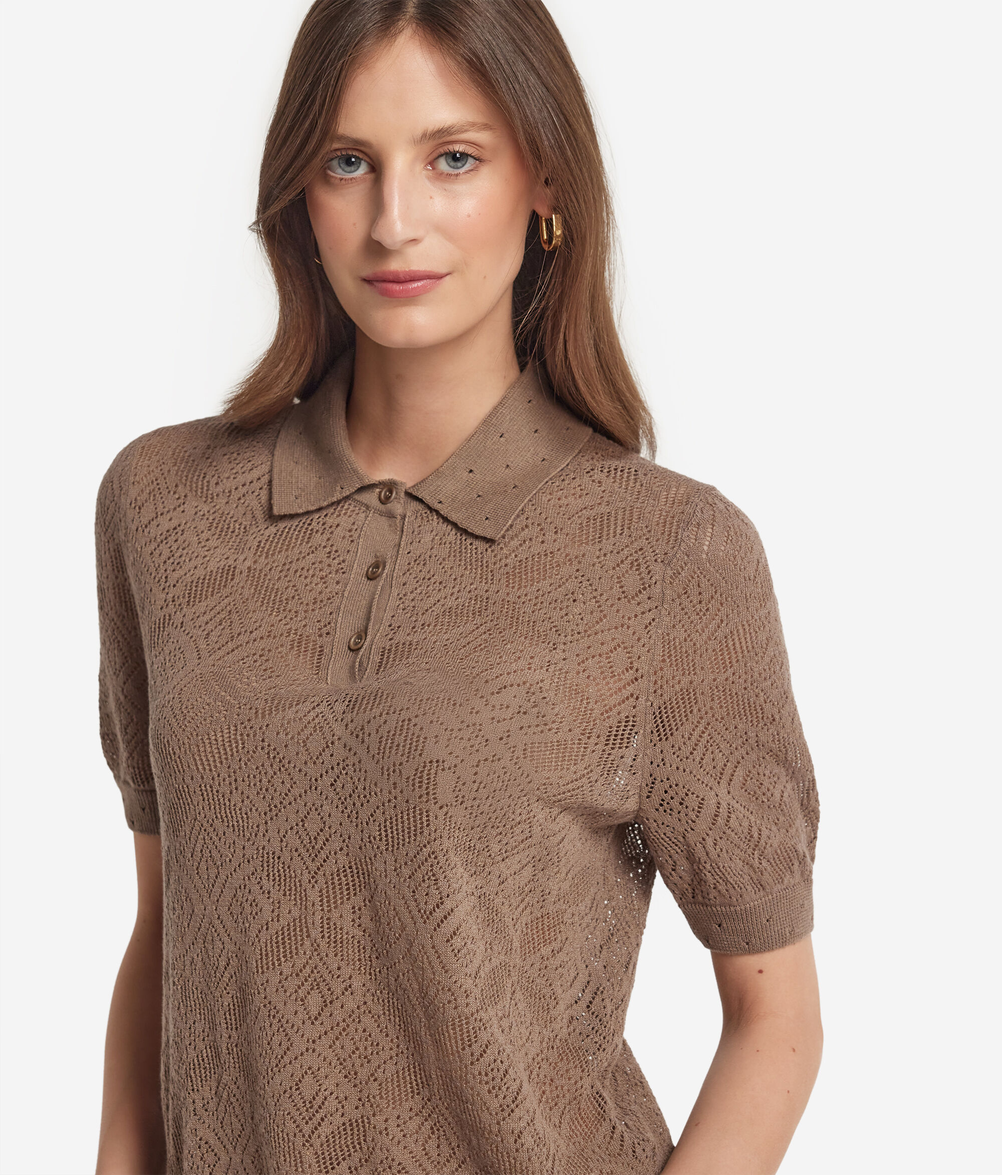Polo ajouré en maille dentelle