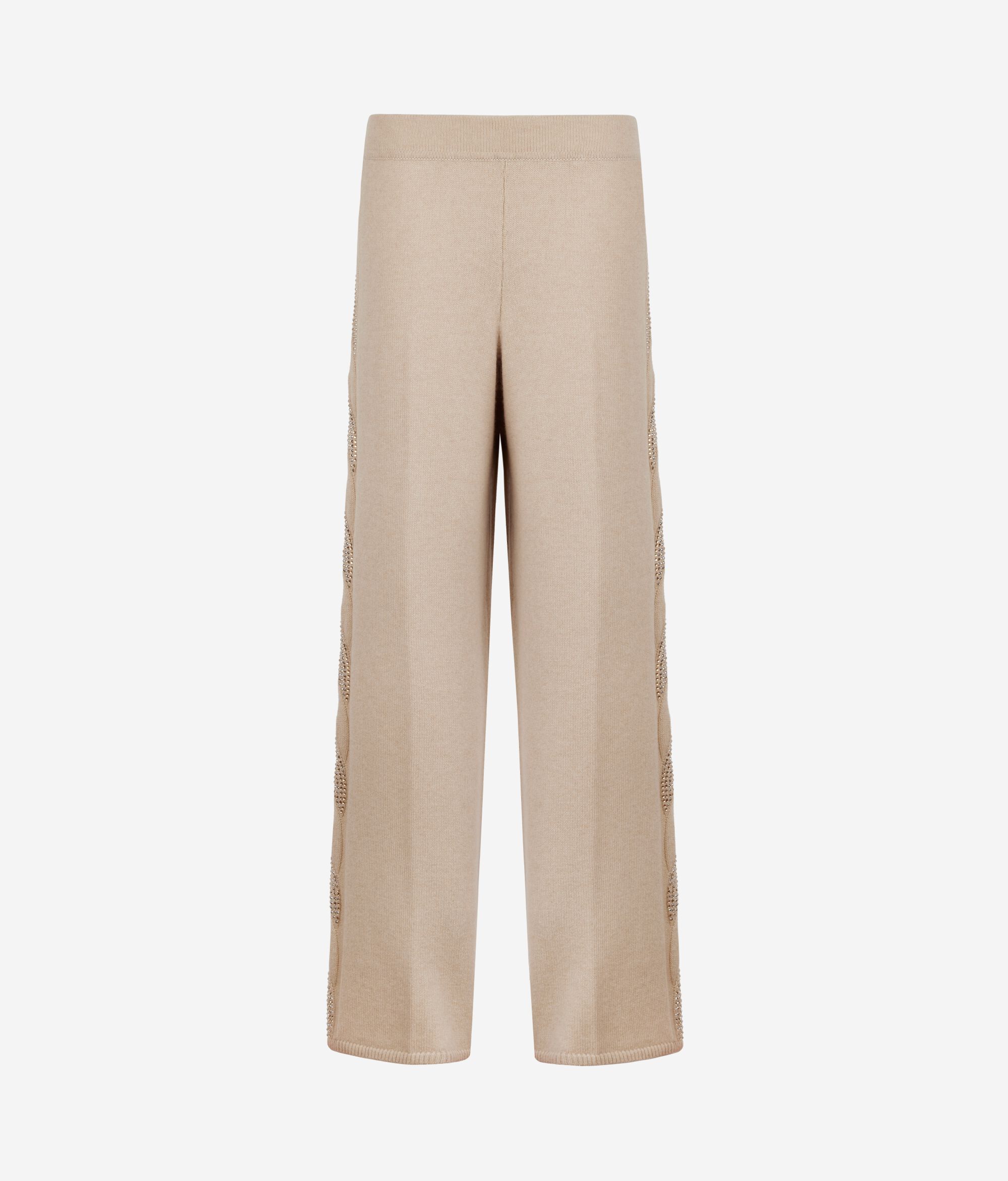 Spodnie palazzo z kaszmiru Ultrasoft z warkoczami i kryształkami