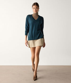 Maglia con scollo a V e spacchi in Cashmere Ultrafine